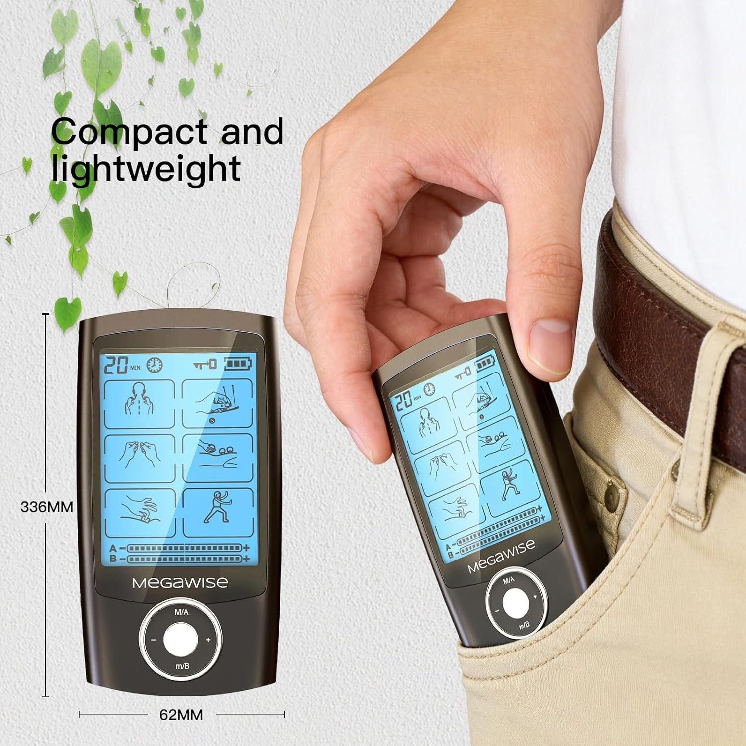 MegaWise EMS TENS Muscle Stimulator 48 Modes Dual Channel w/ 14 Pads