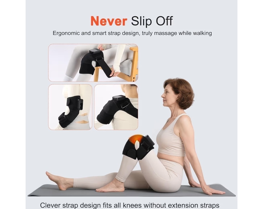 KLUGPOP Heated Cordless Rechargeable Vibrating Knee Massager Black KPF-KNEE09
