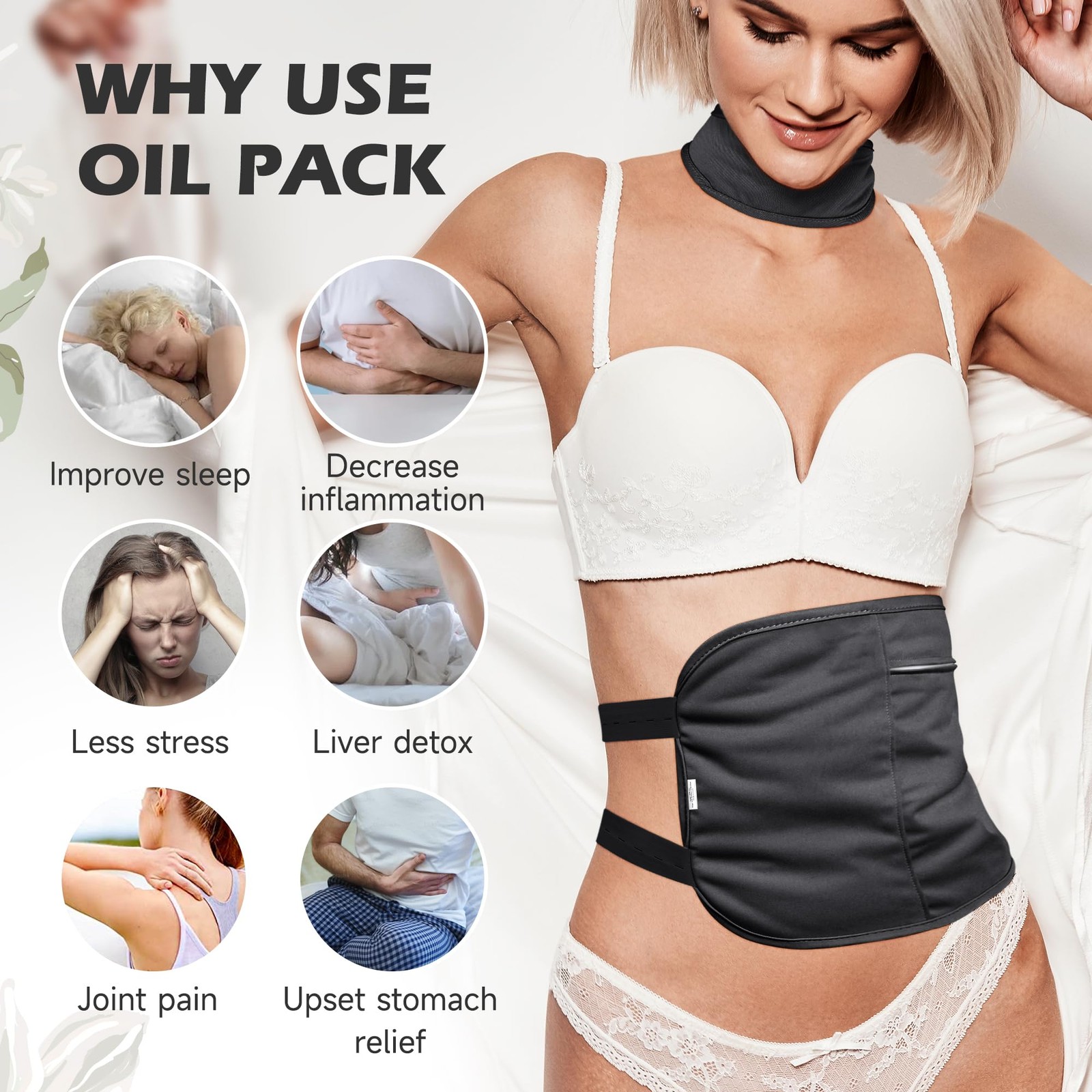2 Pack Castor Oil Pack Wrap Organic Cotton for Liver Detox, Reusable Castor O…