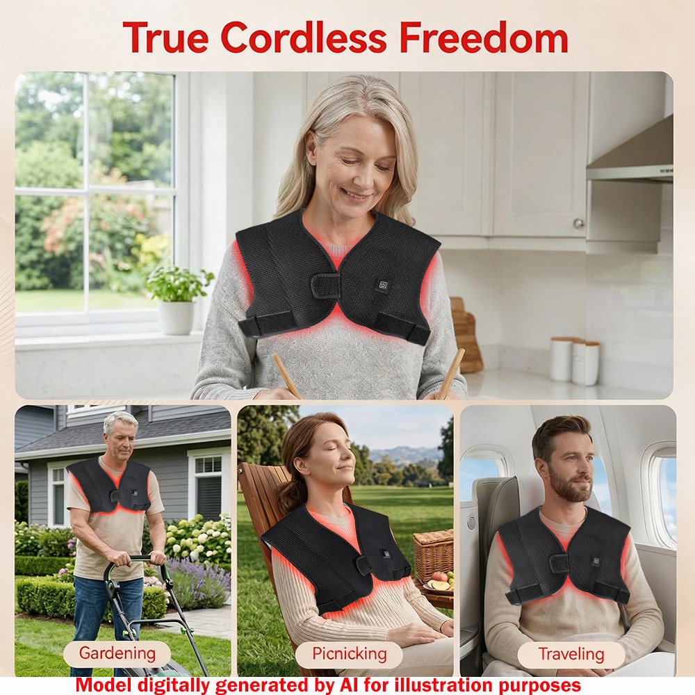 Near Infrared Red Light Therapy Shawl Device for Shoulder & Back Pain Relief US