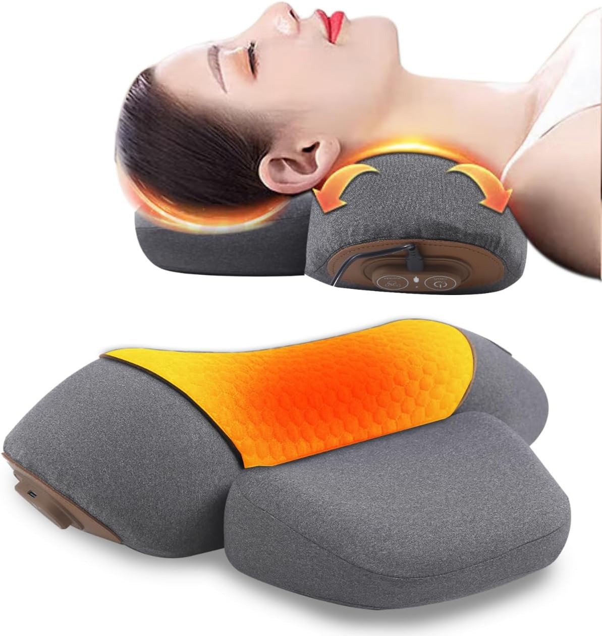 3-in-1 Rechargeable Neck Massager Pillow Neck Hump w/ Heating Traction Function