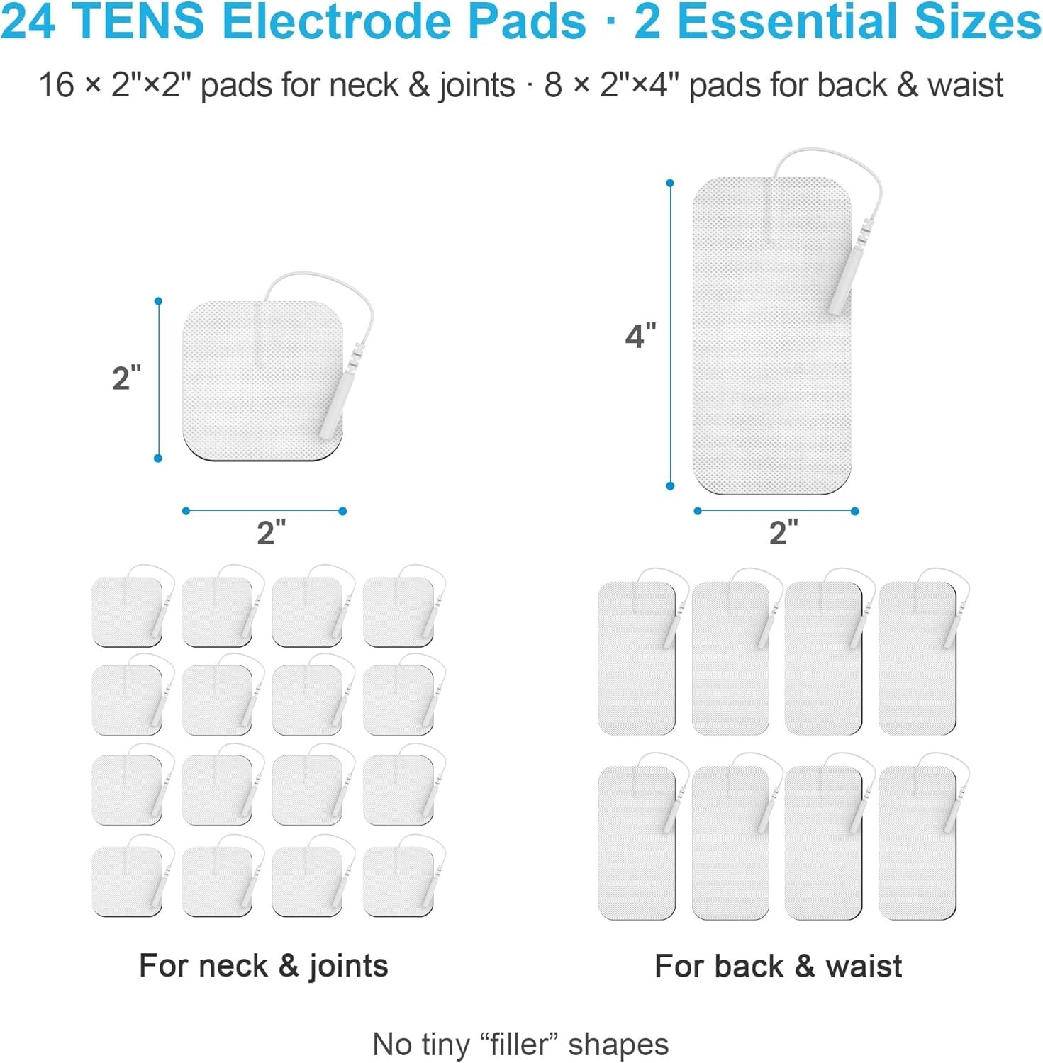 Reusable TENS Pads 24 Pack, Compatible with TENS 7000 – Eco-Friendly Pain Relief