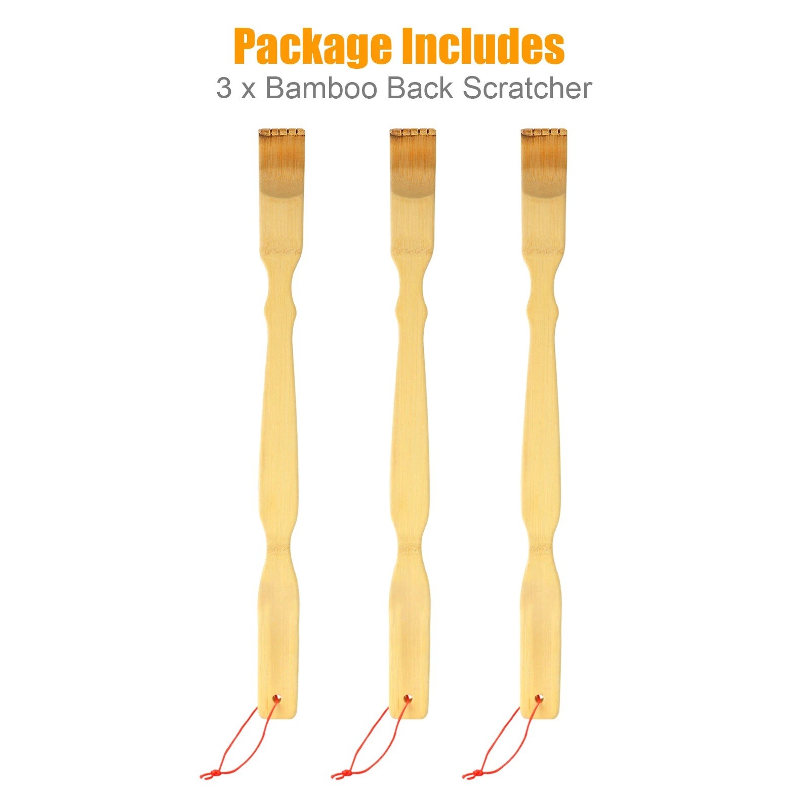 3Pack Natural Bamboo Back Scratcher Long Reach Pick Itch Relief Tool Portable US