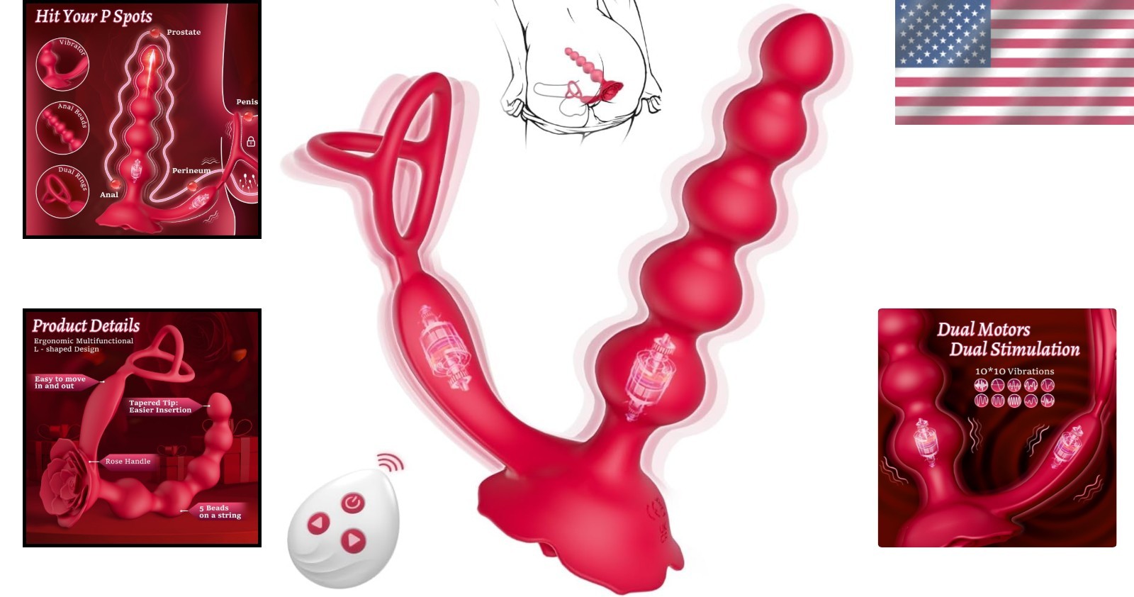 Remote Control Prostate Massager Kit with Dual Motor and Waterproof Design