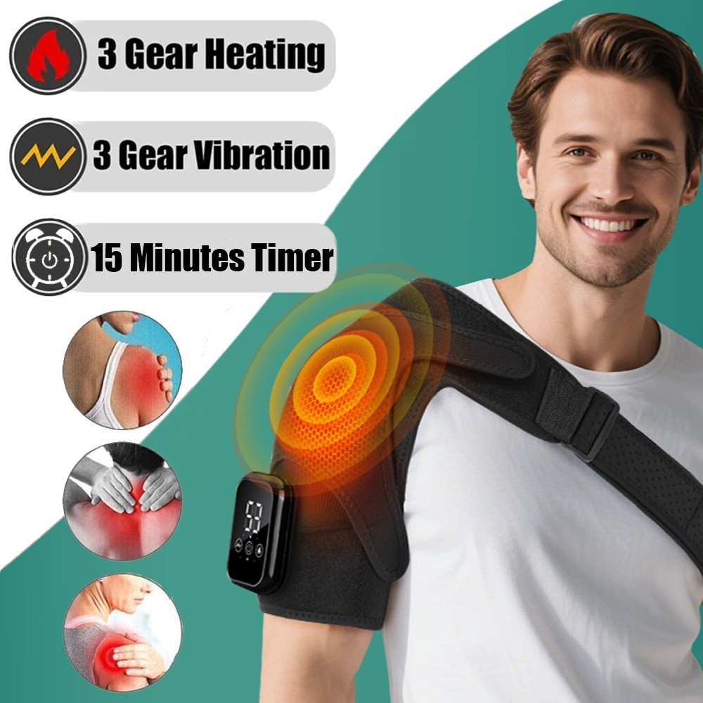 Electric Shoulder Massager Pain Relief with 3 Heating 3 Vibration Modes & Timer