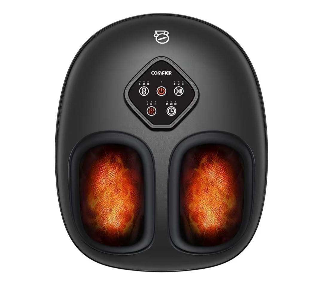 COMFIER Shiatsu Rolling Foot Massager w/ Heat Setting, Washable Cover, Black