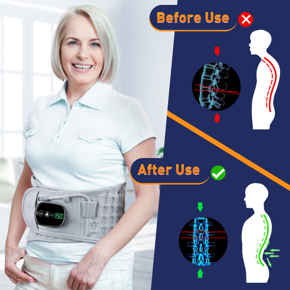 Cordless Red Light Heating Decompression Belt Inflatable Lumbar Support Brace