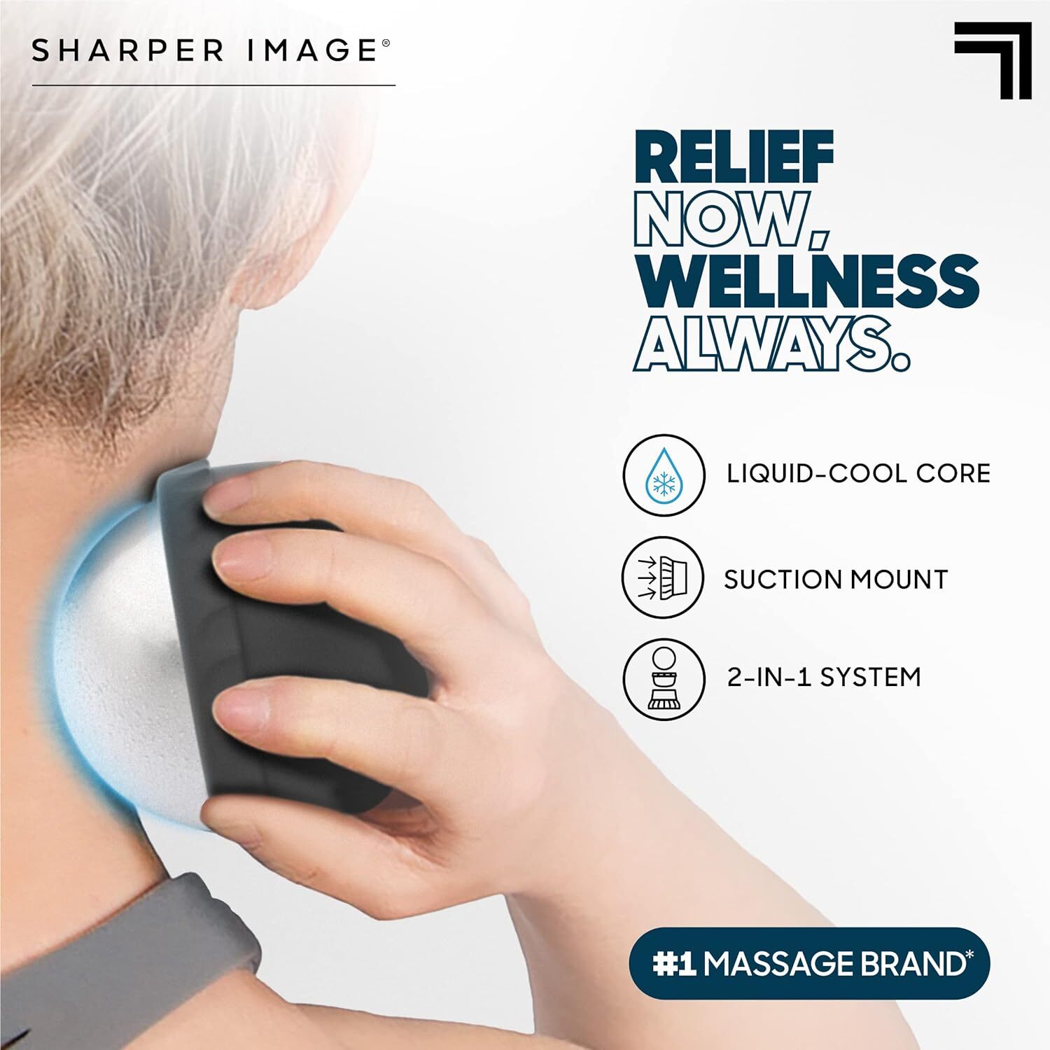 Sharper Image Ice Therapy Massage Ball with Suction Wall Mount, Liquid-Cool Core