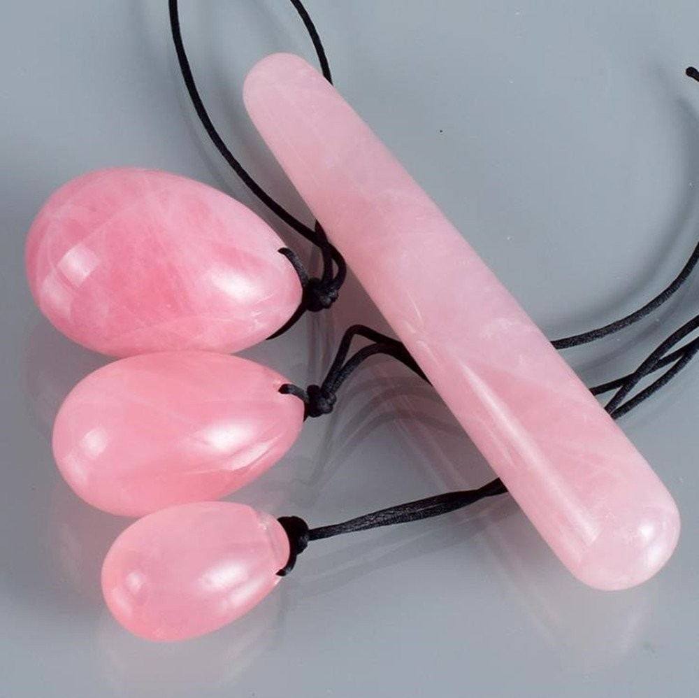 4Pcs Set Jade Yoni Eggs Stick,3 Pcs Drilled Natural Rose Quartz Crystal Jade …