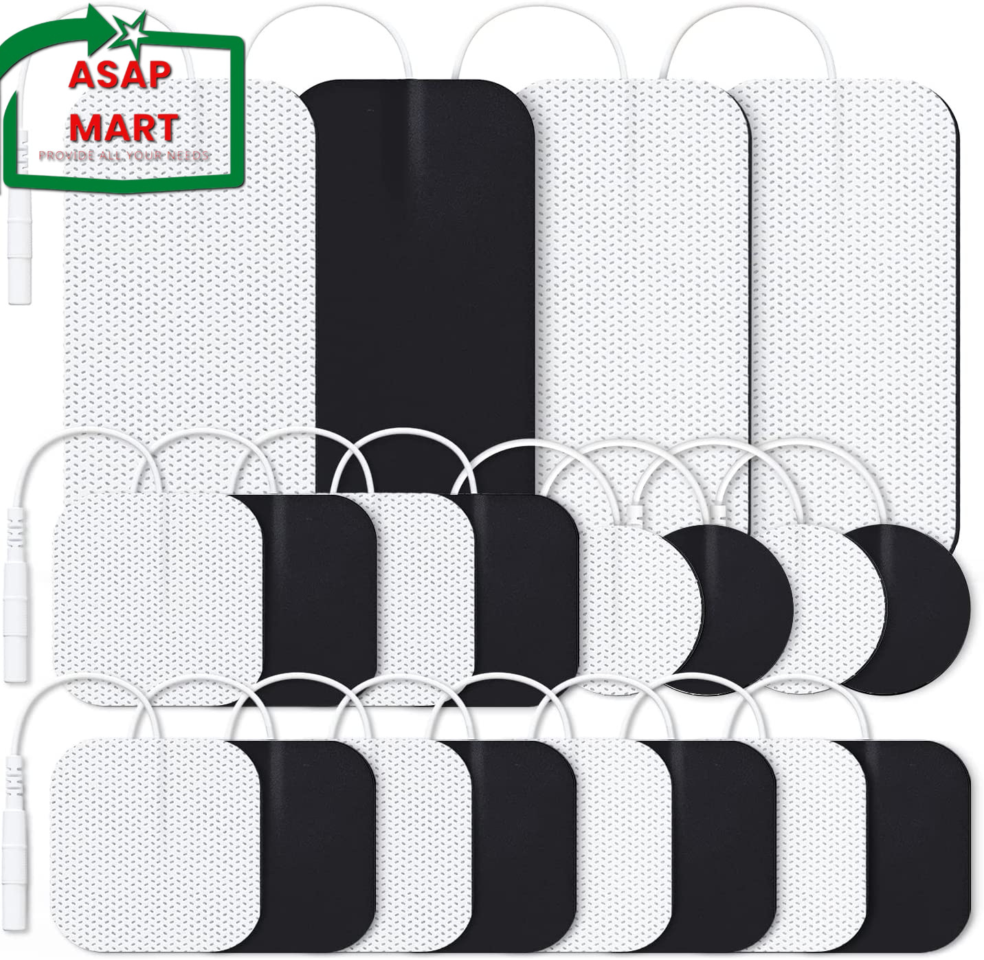 AUVON TENS Unit Replacement Pads Combination Set, 20 Packs Multiple Sizes Electr