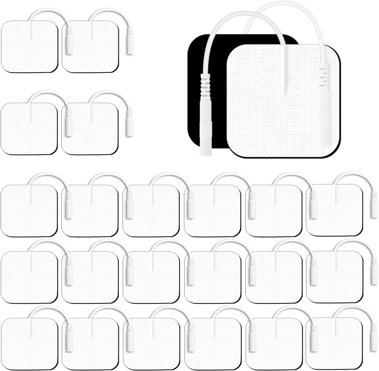 22 PCS 2X 2” Tens Unit Electrode Pads Compatible with Auvon Tens 7000 Muscle Sti