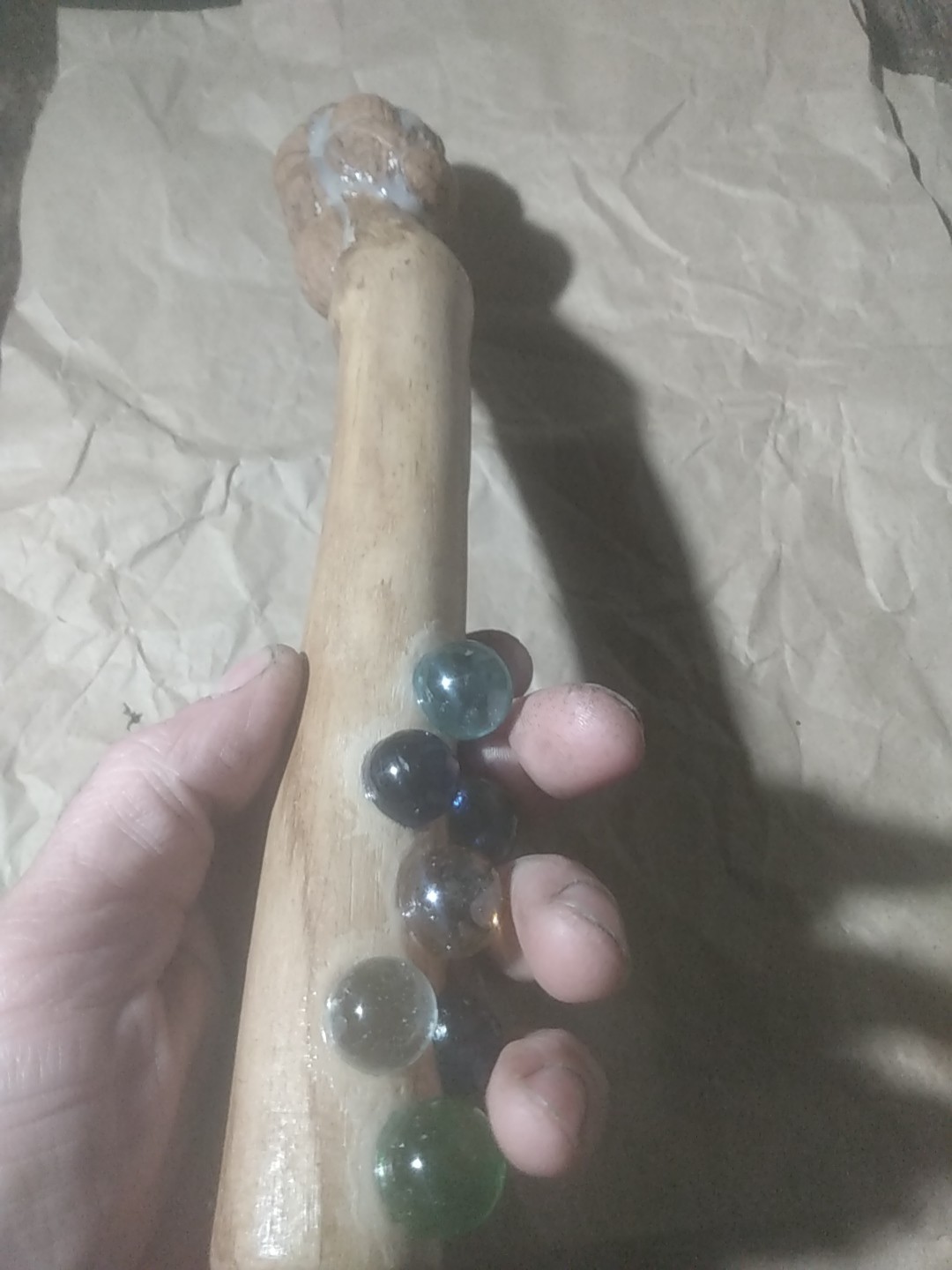 Back Scratcher Body Massager With Walnut Shells & Marbles #2 Handmade