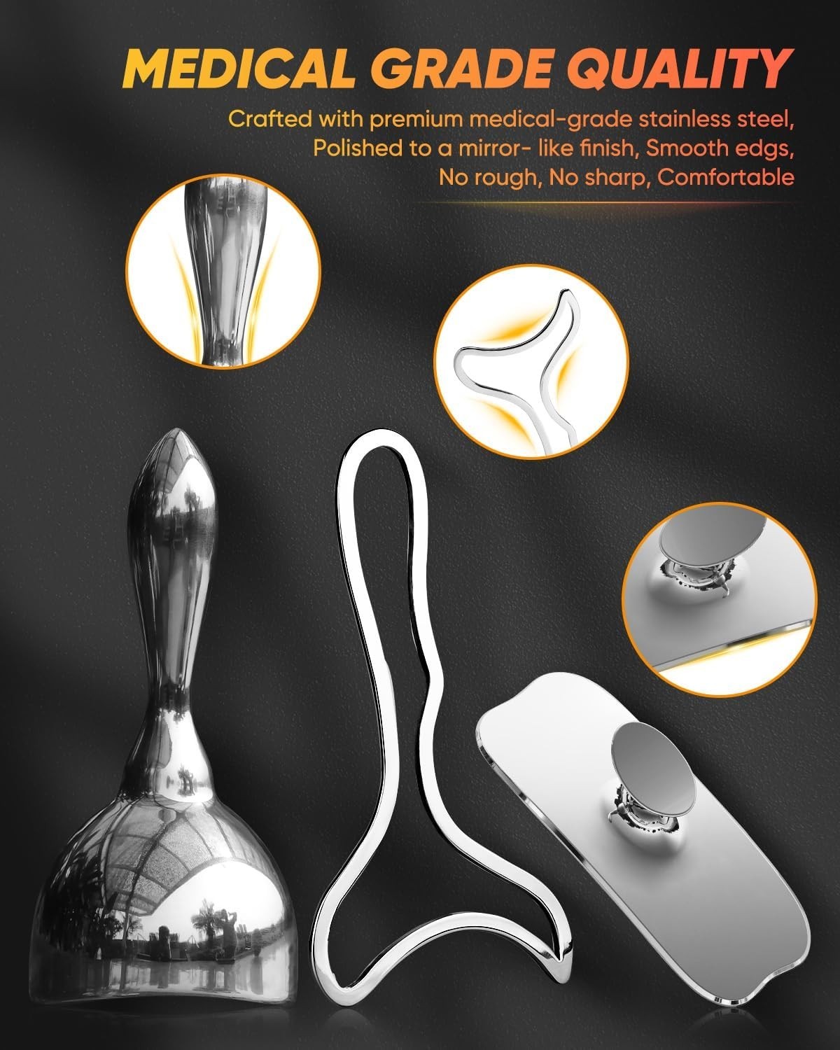3-in-1 Stainless Steel Gua Sha Massage Tool Body Sculpting Cellulite Massager