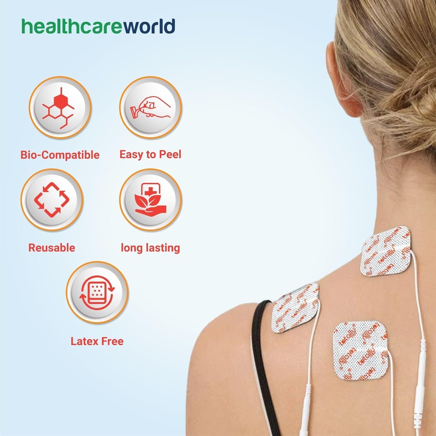 Blue Gel Sensitive Skin TENS Electrode Pads 5x5cm – Hypoallergenic 16 Pack