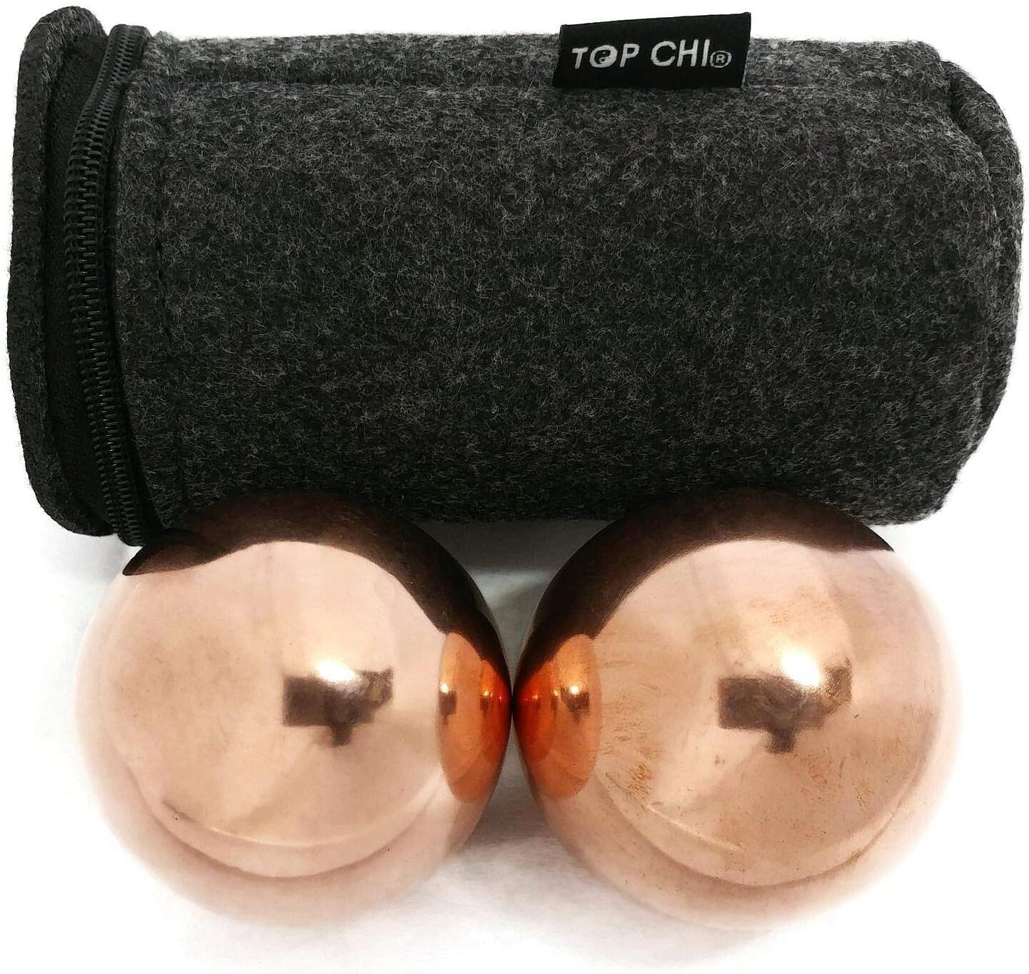 Solid Copper Baoding Balls with Carry Pouch for Hand Therapy, Exercise, and S…