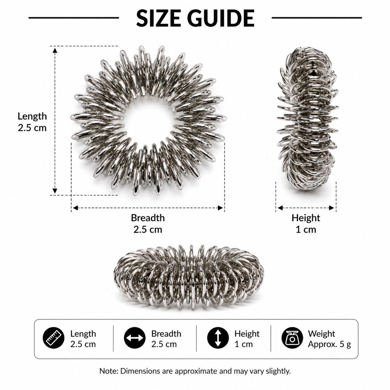 5PCS Acupressure Finger Massage Rings Stainless Steel Relaxation Massage