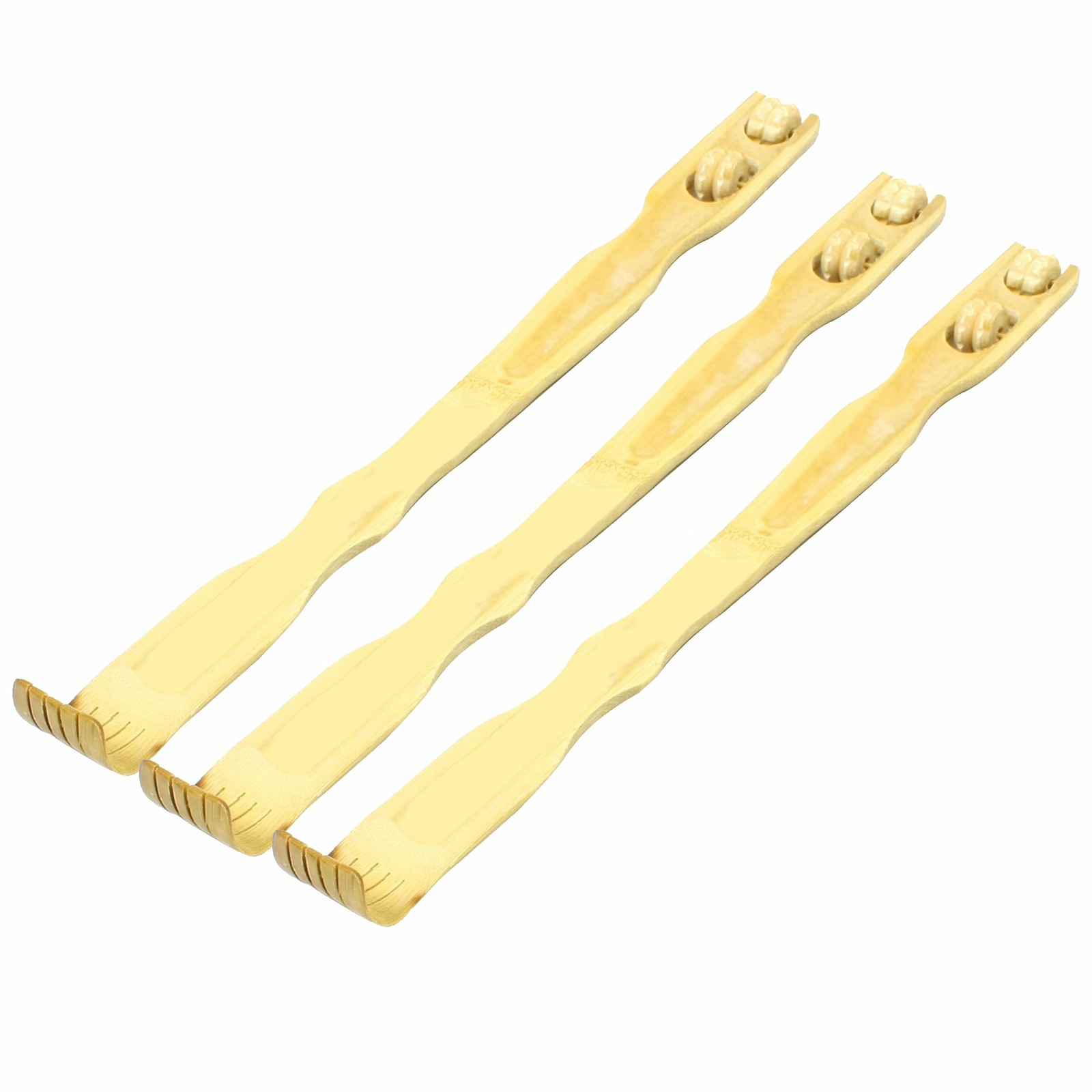 3 Pcs 18″ Bamboo Wooden Itch Therapeutic Relaxer Back Scratcher Massage Roller