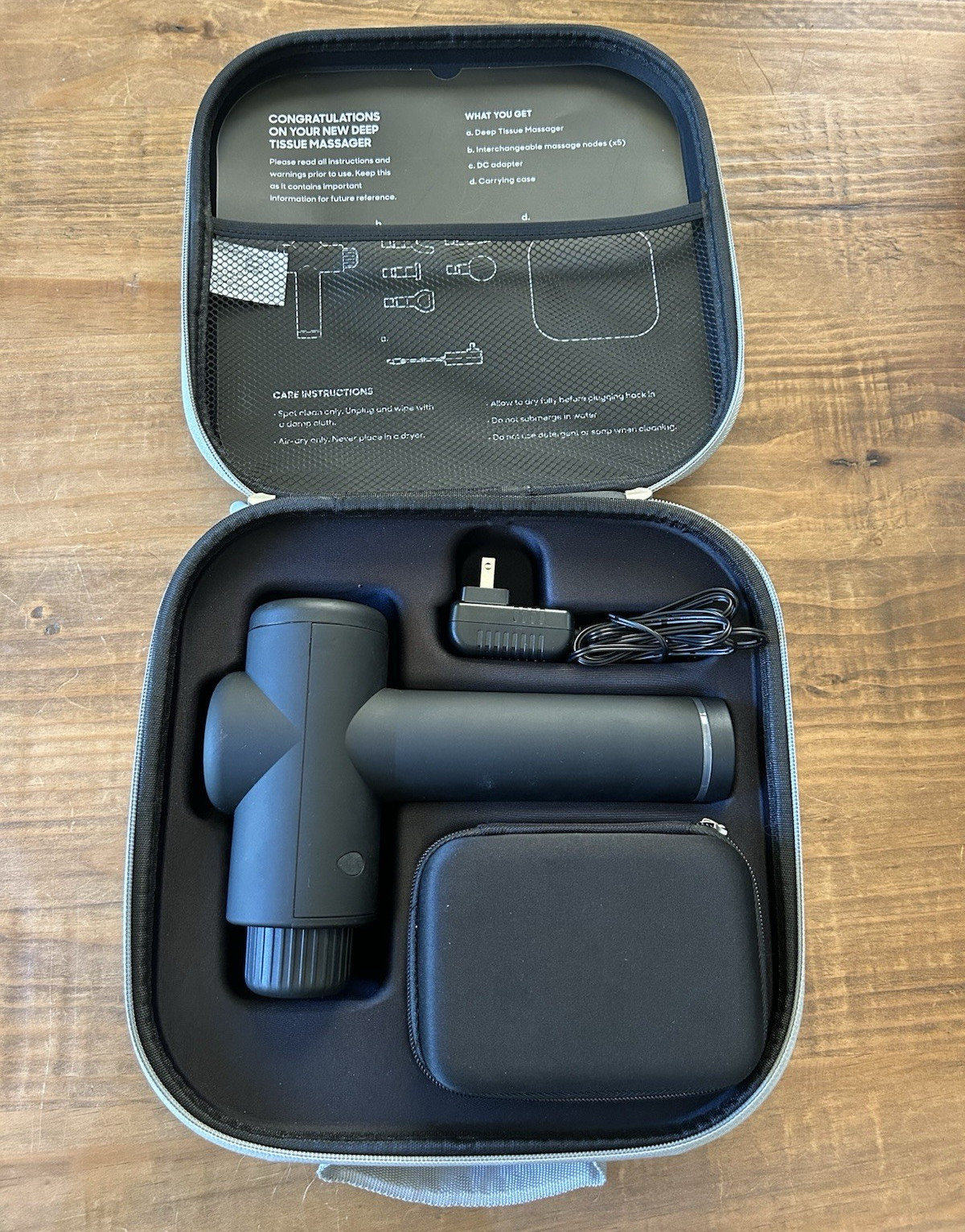 Cordless Handheld Percussion Massage Gun Full Body, Black, 5 Heads, Case