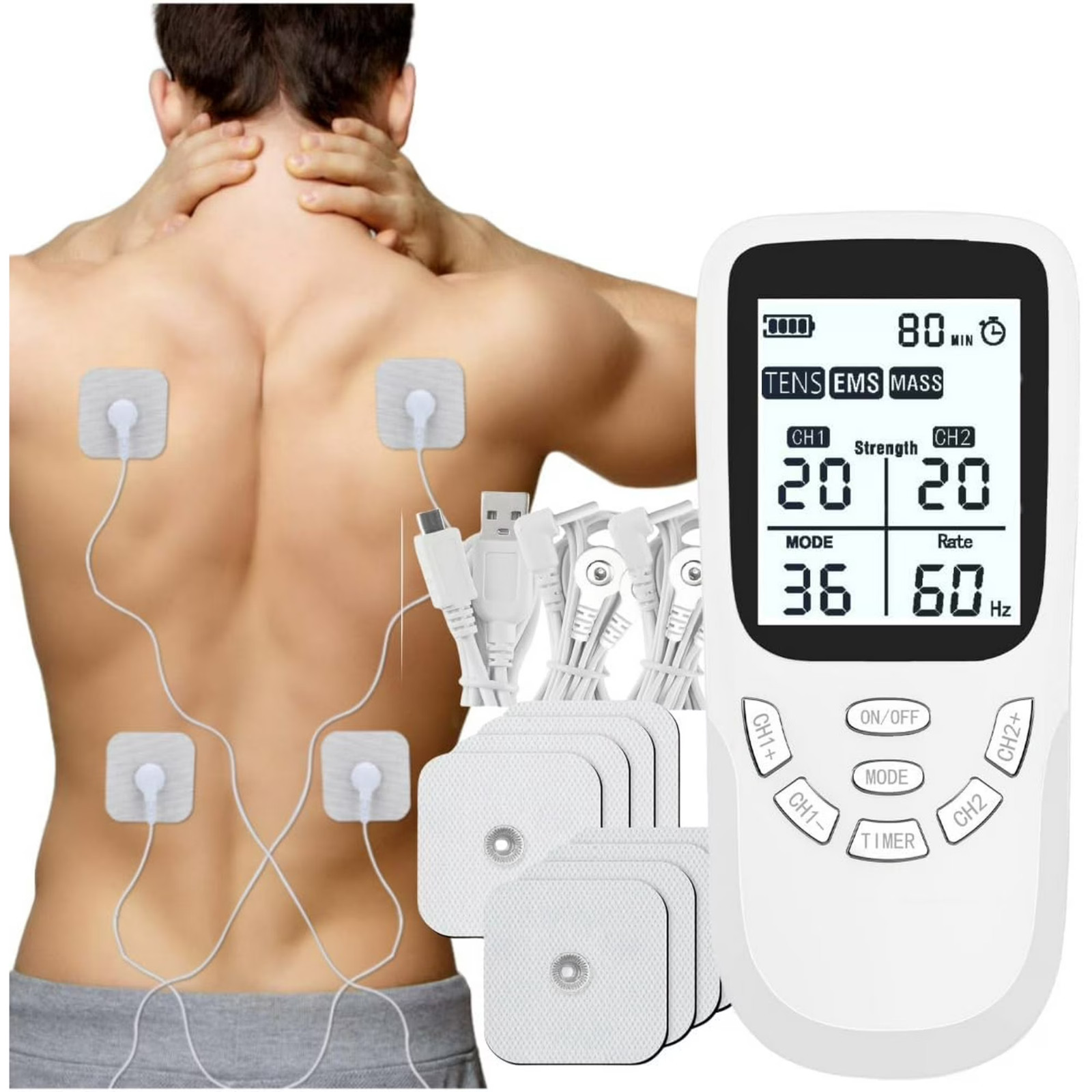 3-in-1 Muscle Stimulator with 36 Modes Massage Therapy Machine