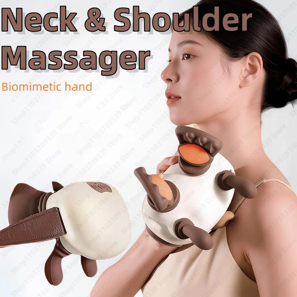 4D Neck Massager, Shoulder Hot Compress Massager, Wireless & Portable Massager
