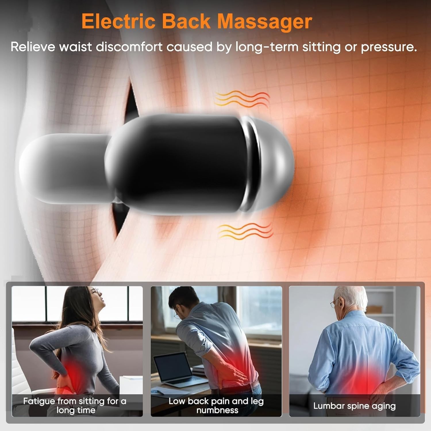 3-in-1 Back Massager: Electric Lumbar Support Pillow with Heat & Vibration