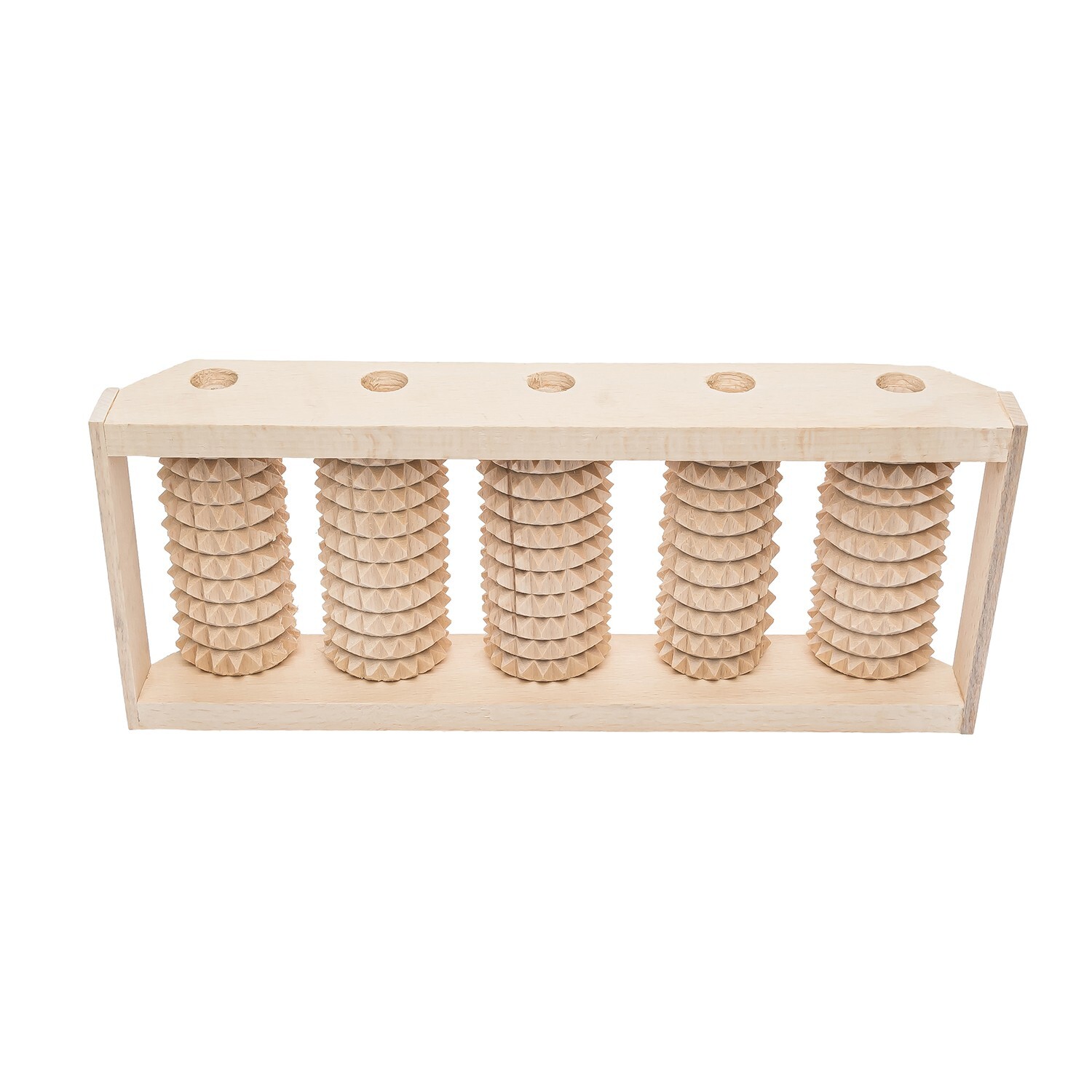 Wooden Foot Massager, 5 Rollers for One Foot, 31×12.5×5 cm (12.2×4.9×2 in)