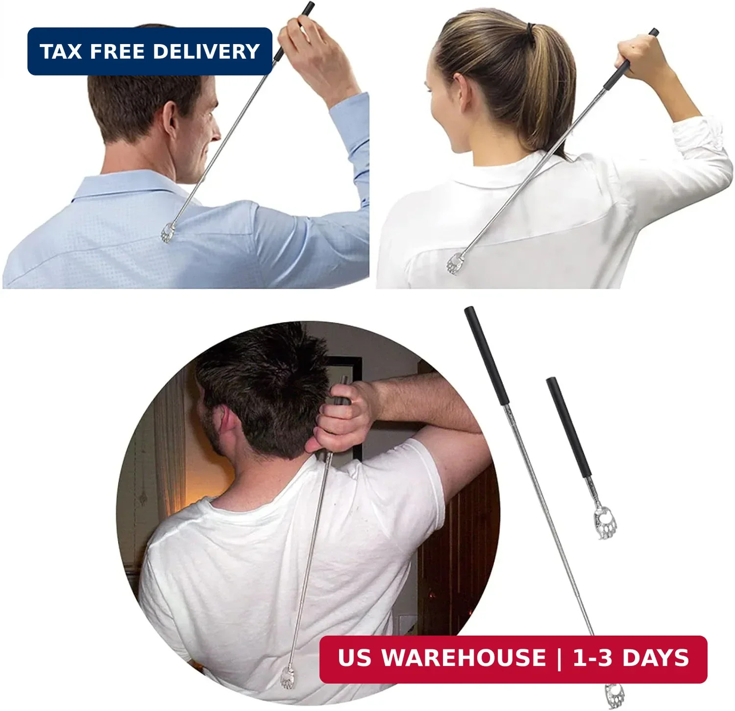 WOVTE Bear Claw Extendable Back Scratcher for Men Women, Fathers Day Mothers Day