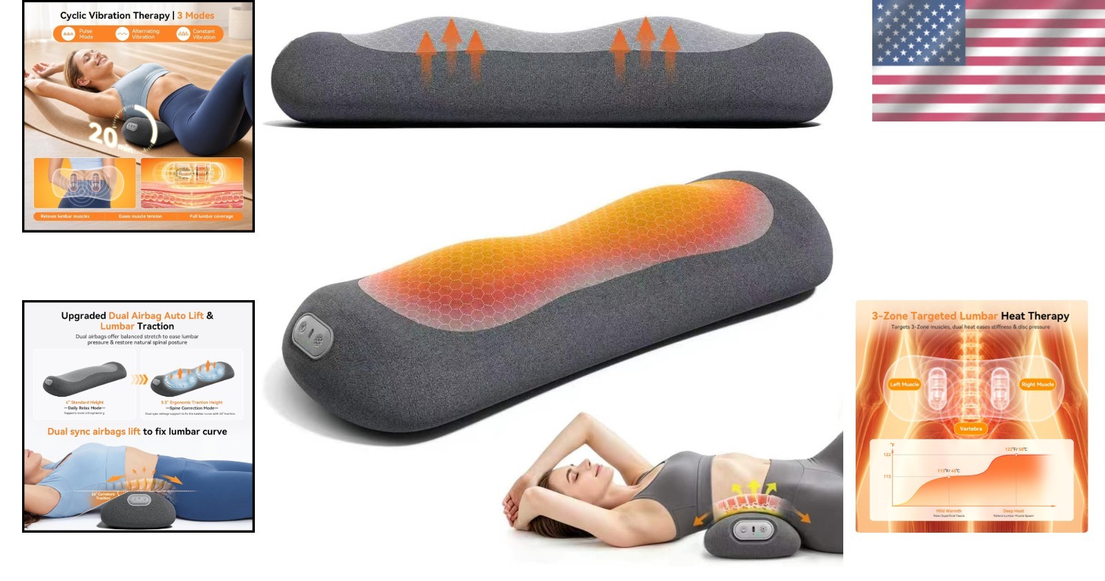 2026 Upgraded Wireless Lumbar Massage Pillow – Ultimate Pain Relief & Relaxation