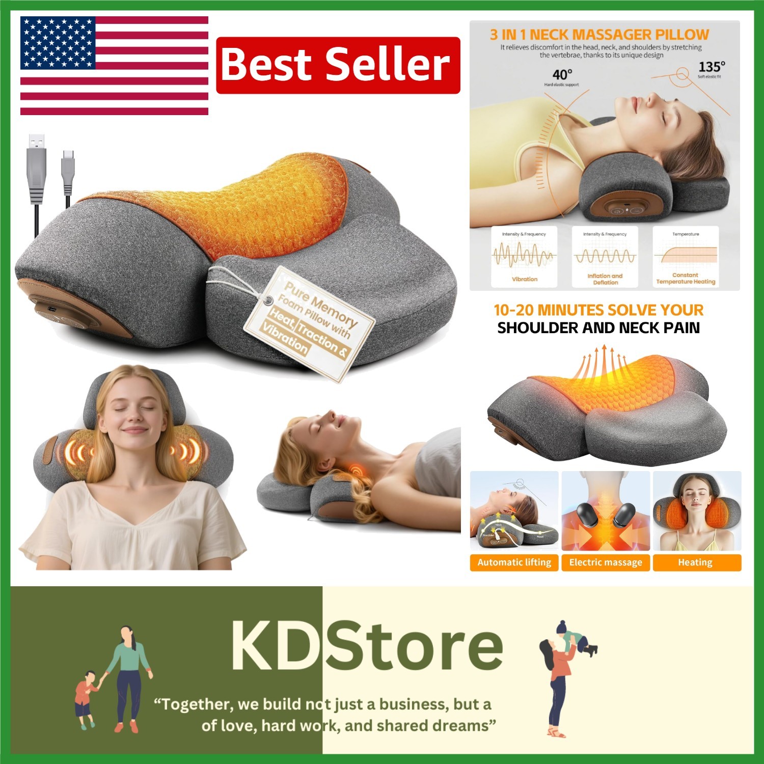 Deep Tissue Neck Massager Pillow for Pain Relief – Adjustable & Ergonomic