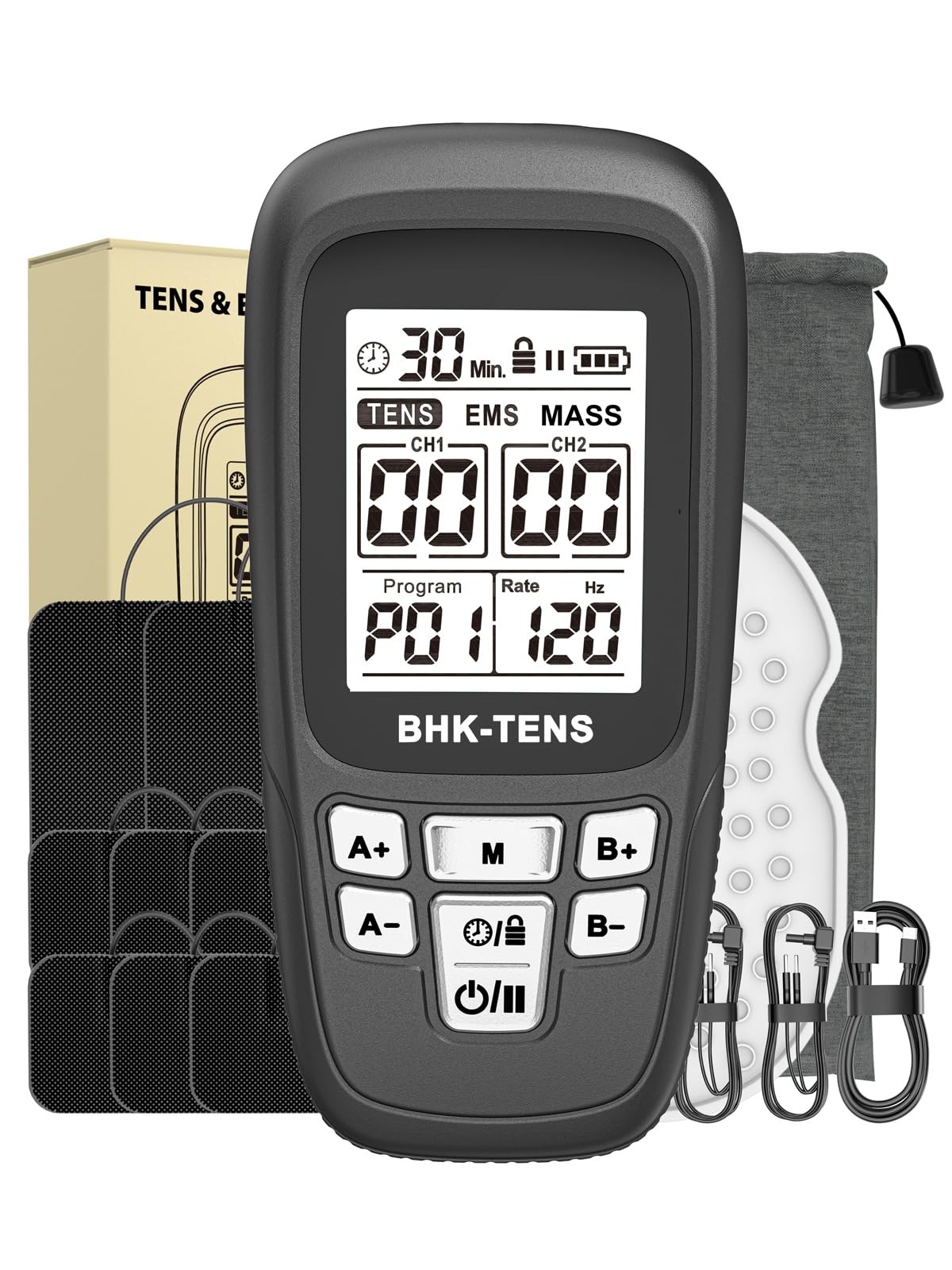 TENS Unit Muscle Stimulator 24 Modes, 8 Electrode Pads, 2-150Hz, 40 Levels
