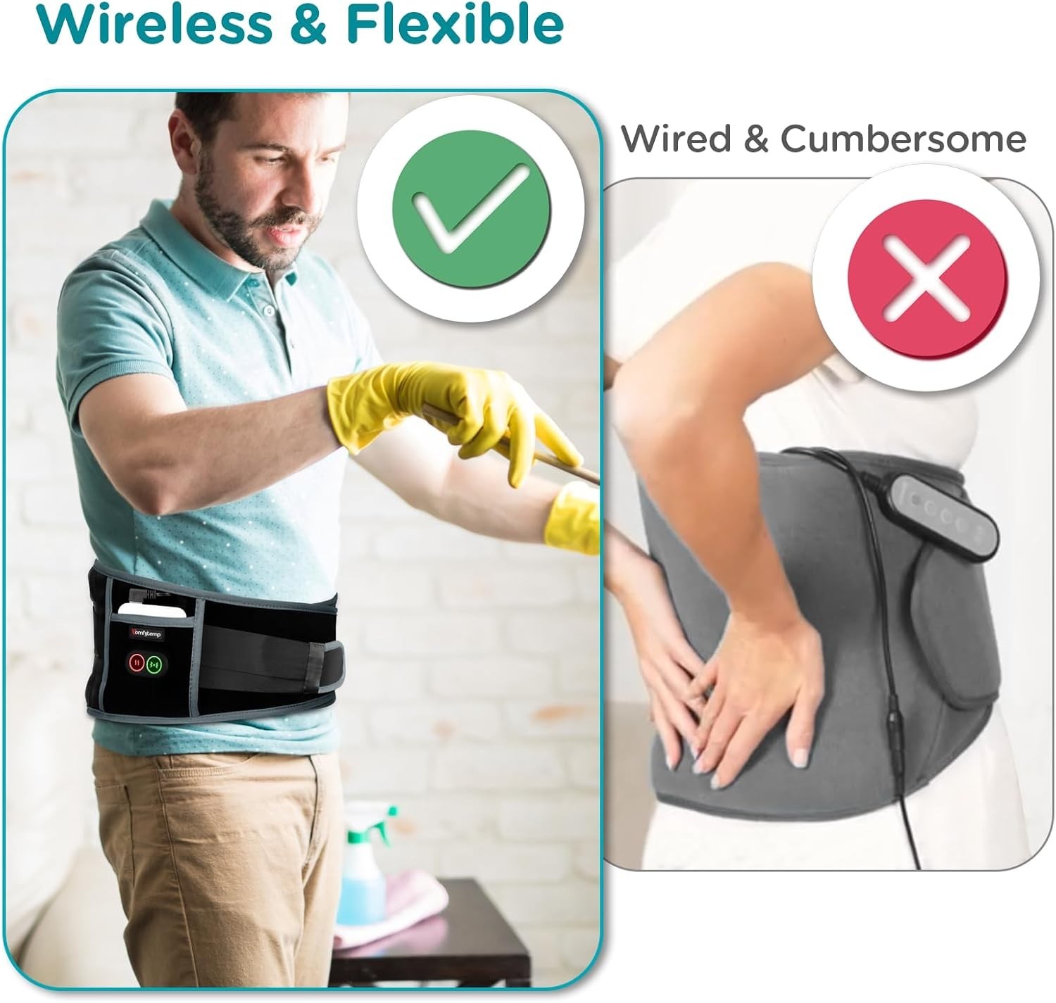 Cordless Heating Pad with Massager for Back, Portable Lower Back Massager FSA…