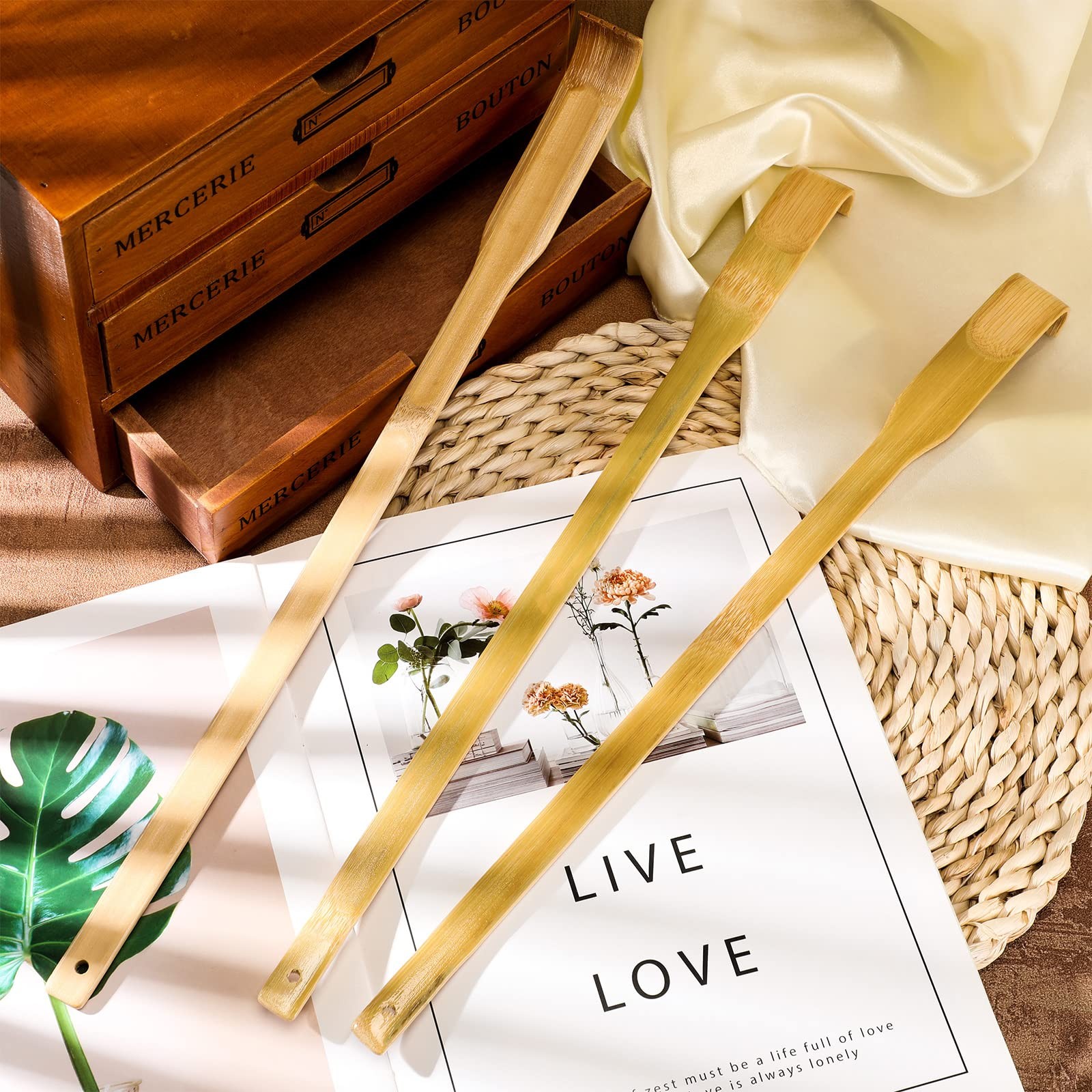 50 Pcs Bamboo Back Scratcher Bulk Traditional Manual Wooden Scratcher for Itchin
