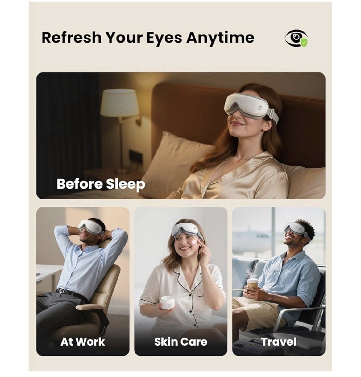 Bob and Brad EyeOasis 2 Plus Electric Eye Massager Heated Air Compression Music