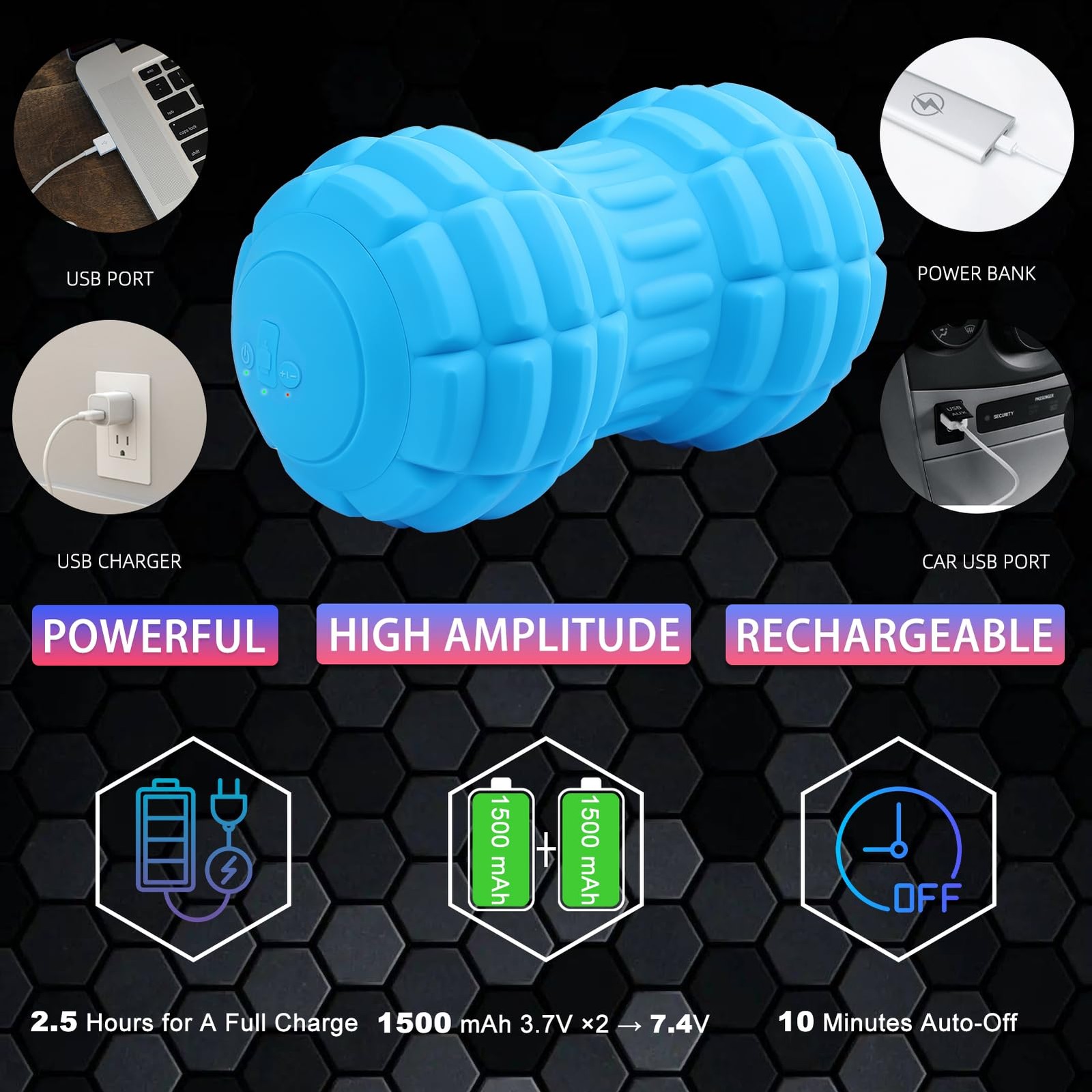 Vibrating Peanut Massage Ball – Back, Neck, Hip, Calf, Leg & Foot Muscle Roll…