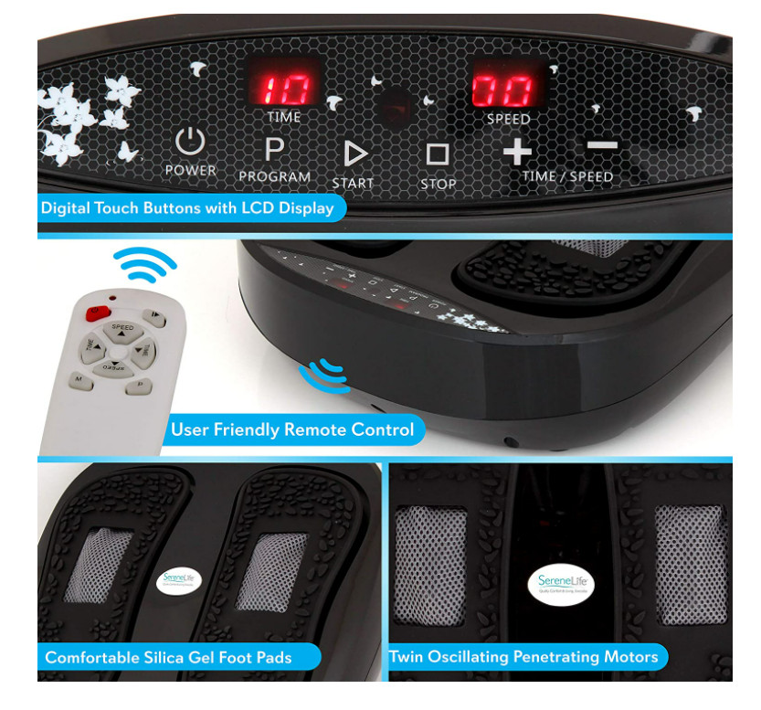 Power Legs Vibration Plate Foot Massager Platform with Rotating Acupressure Head