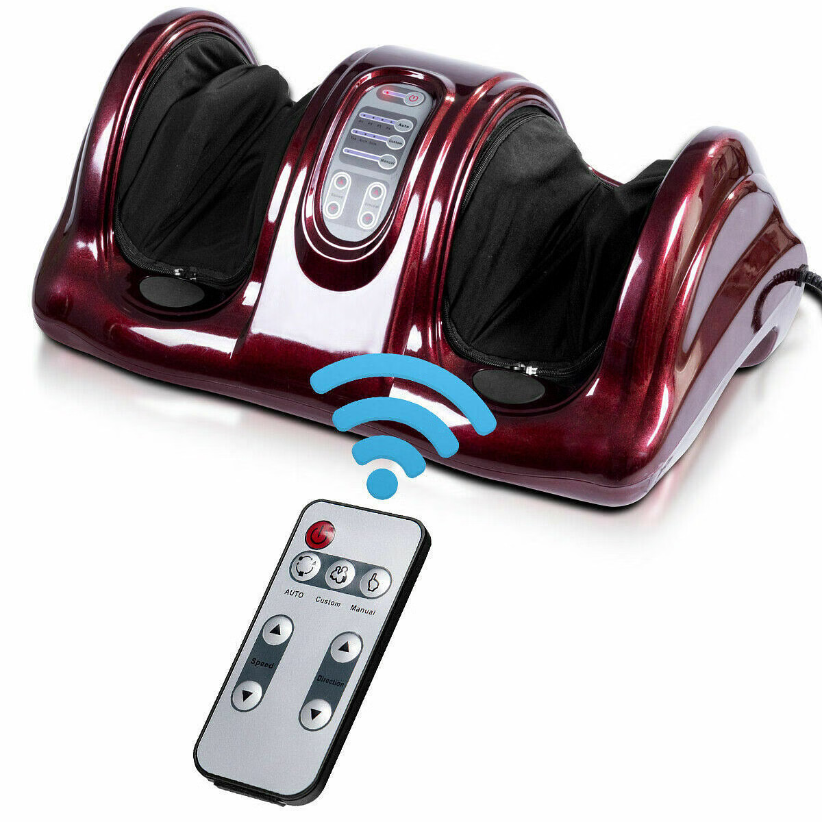 Therapeutic Shiatsu Foot Massager with High Intensity Rollers-Dark Red – Color: