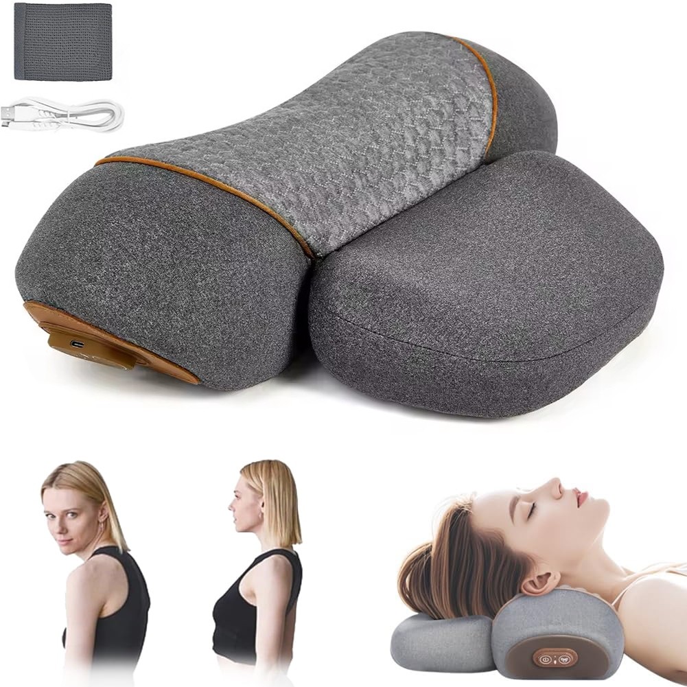 3-In-1 Neck Massager Pillow With Vibration Heating Traction Therapy Pain Relief