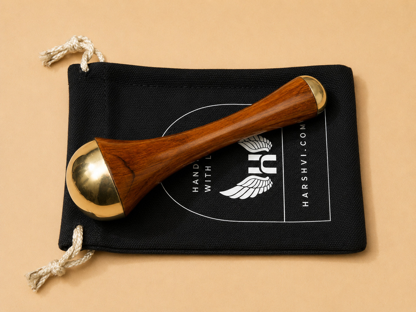 Handmade Kansa Wand Face Massager | Ayurvedic Wooden Handle Beauty Tool
