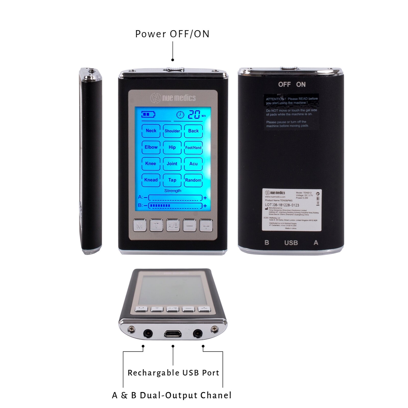 Tens Unit Muscle Stimulator Full Body Electro Therapy Pain Relief Machine