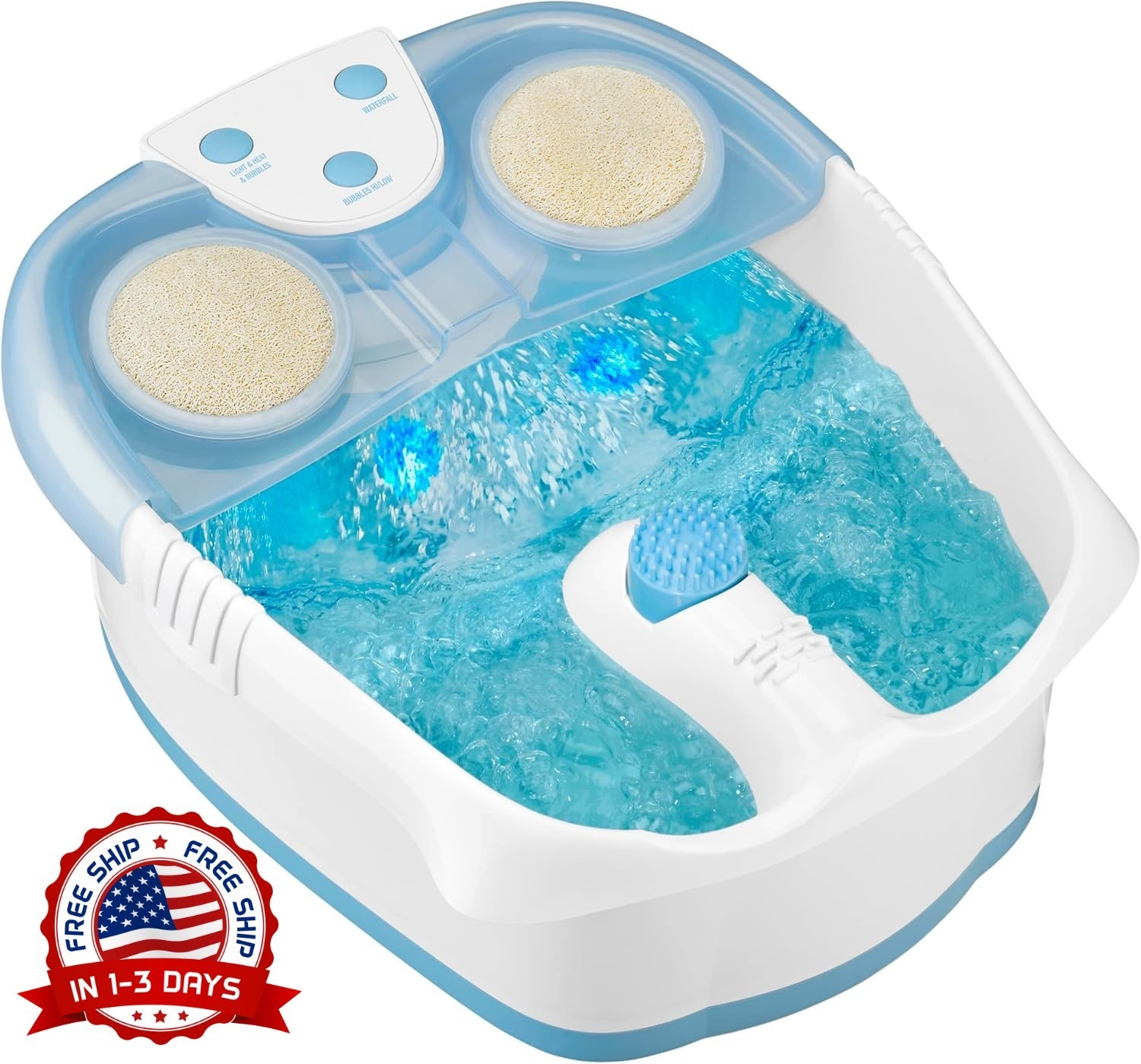 Bañera de hidromasaje para pies con luces LED azules y burbujas de masaje NEW US