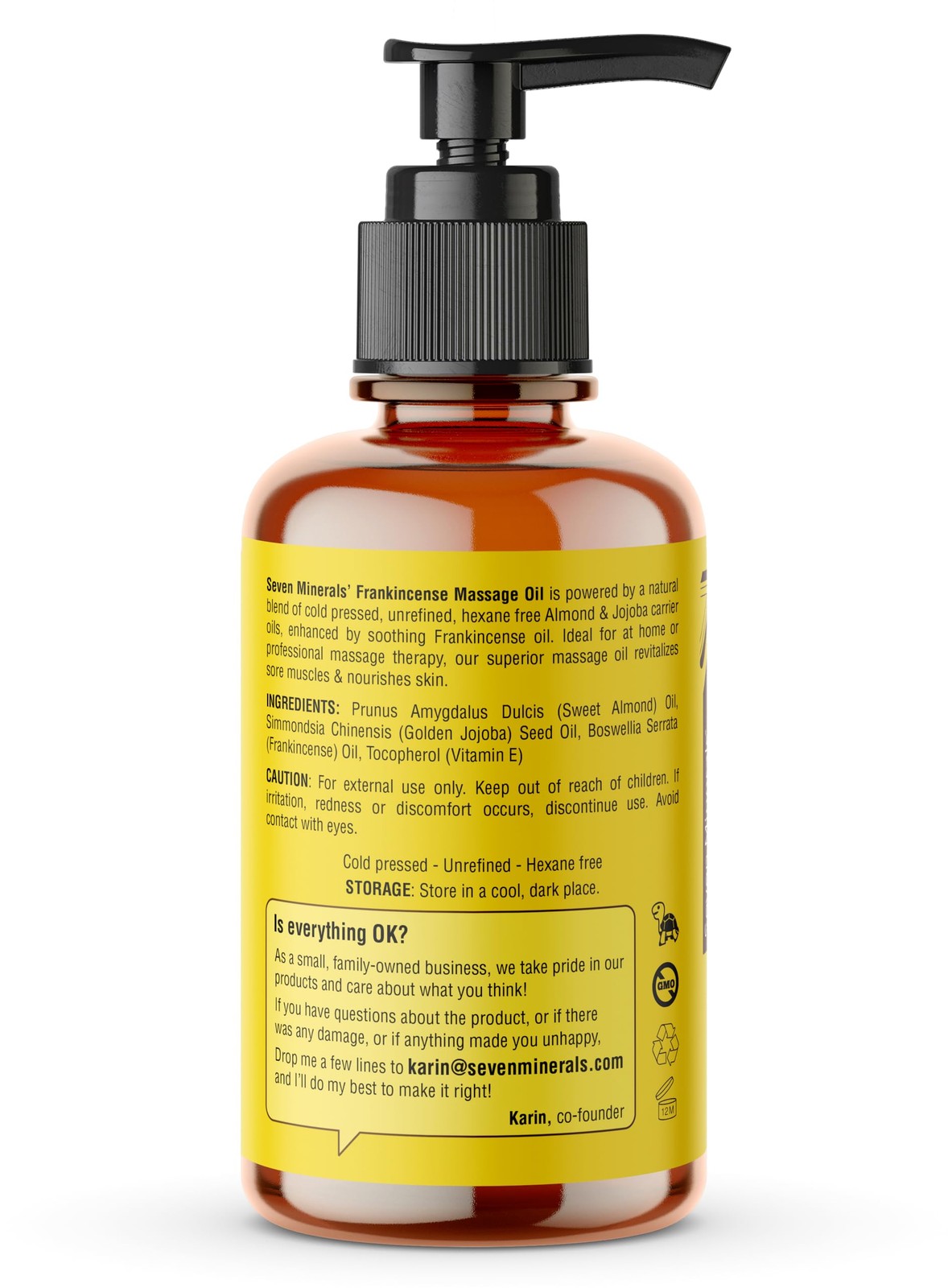 Seven Minerals Frankincense Massage Oil for Massage Therapy – 4oz – Ideal for…
