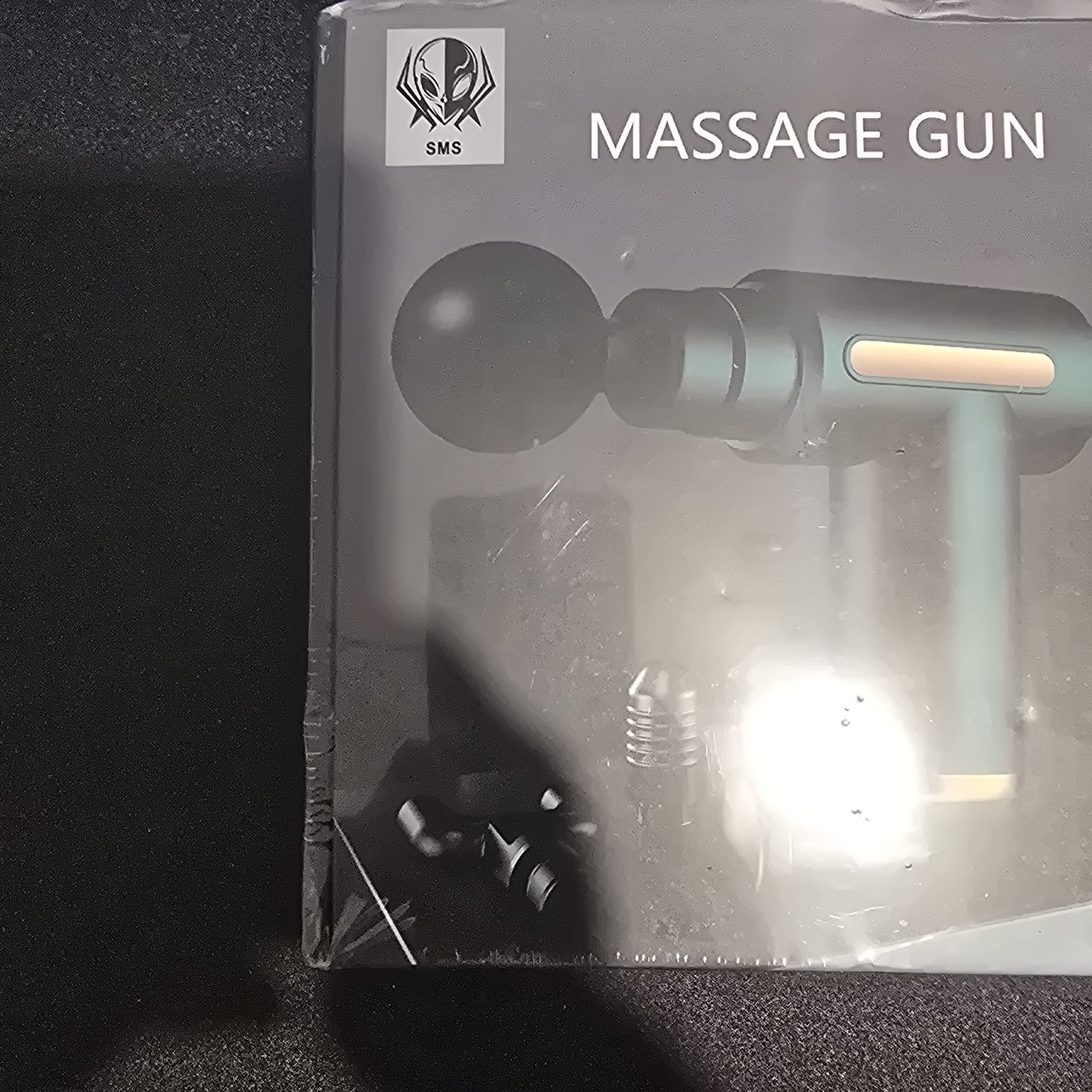 SMS Massage Gun Type-C USB Rechargeable 1800mAh 4 Heads Green/Black Back