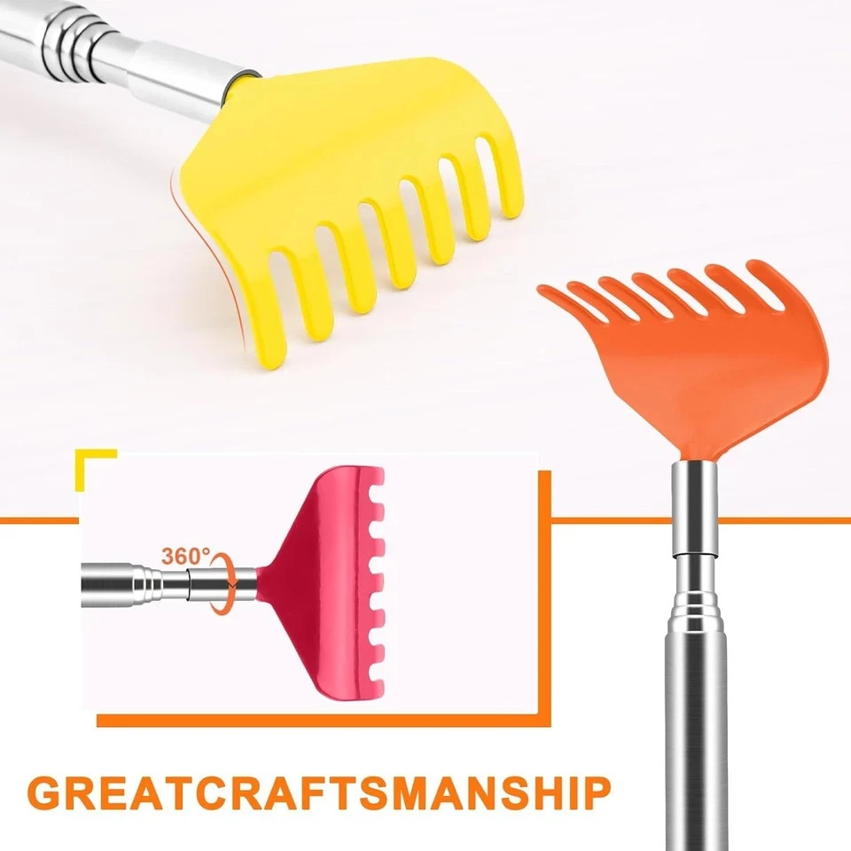 6 Pack Extendable Back Scratcher – Portable Telescoping Metal Back