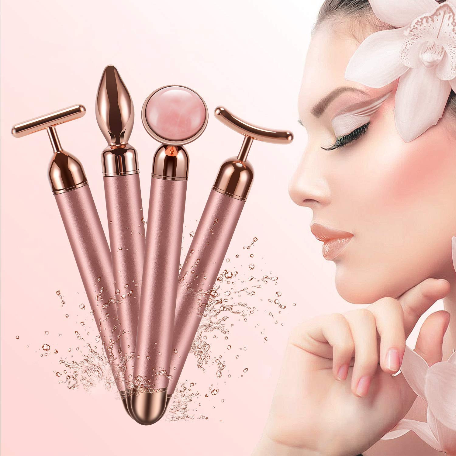 4-In-1 Face Massager Roller 24K Golden Face Roller, Arm Eye Nose Massage for Fac