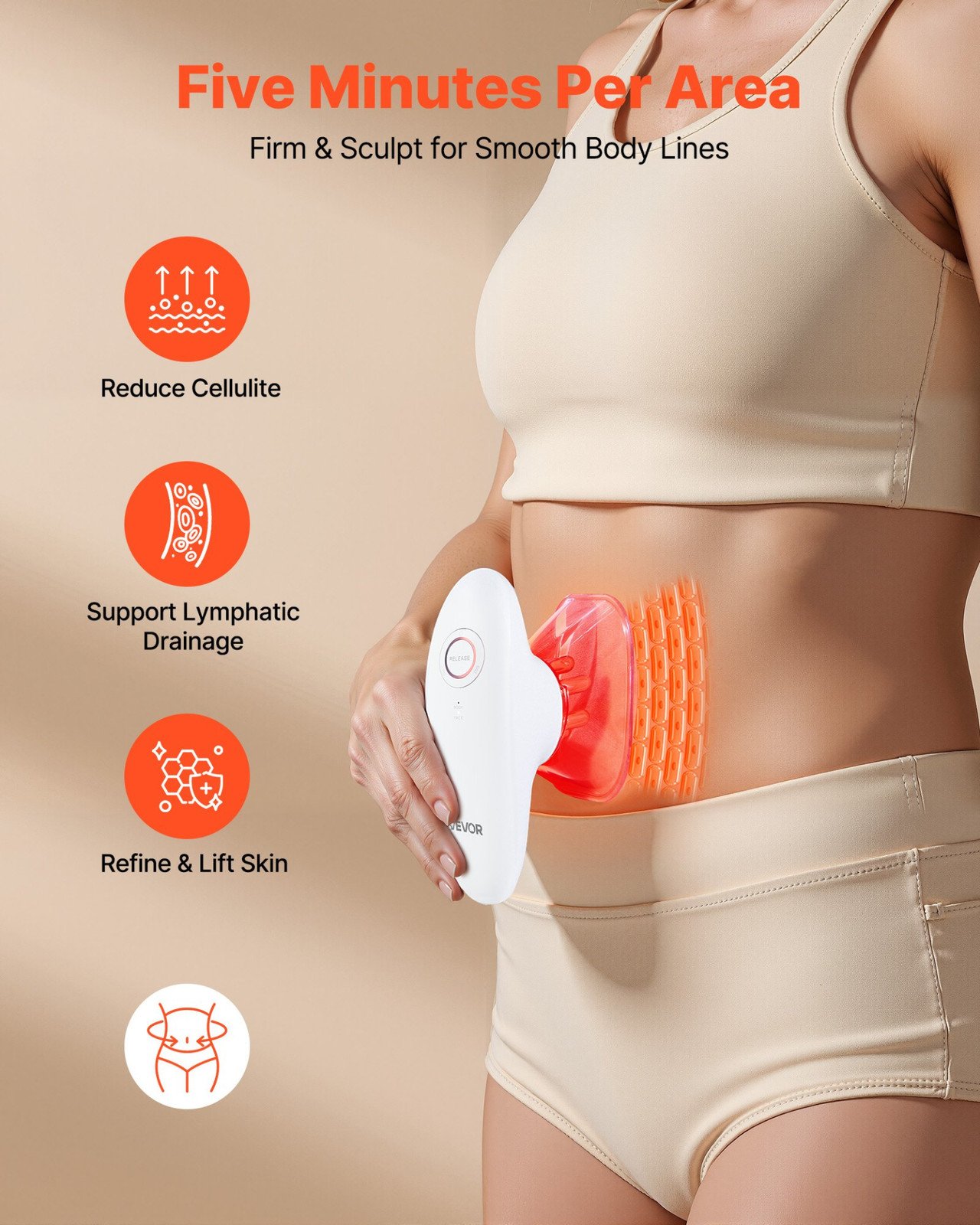 VEVOR Body Sculpting Machine, 3-in-1 Cellulite Massager, Wireless, 60 Min Use