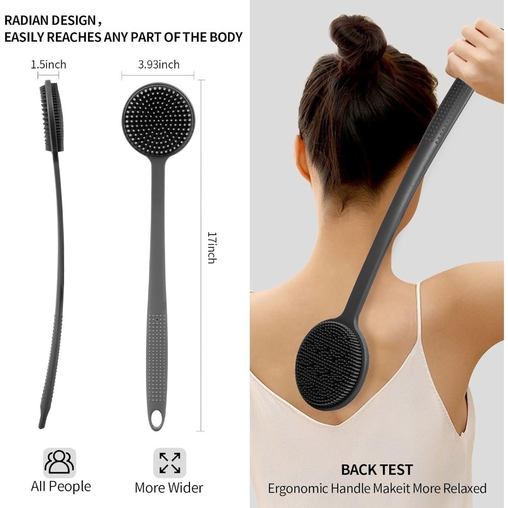 Long Handle Back Scratcher for Adults with 2 Silicone Scratch Surfaces, Deep