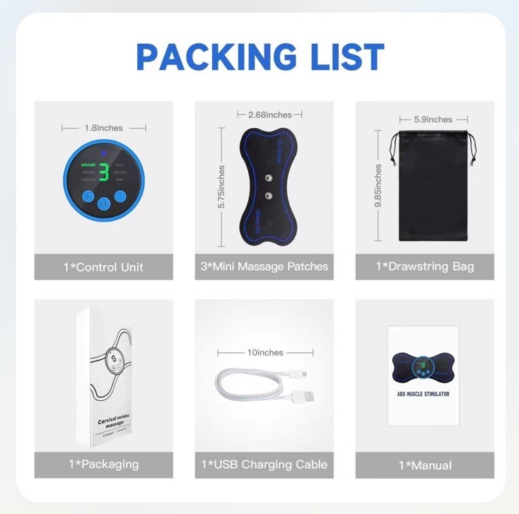 Portable Mini Electric Neck Back Massager Whole Body Massage Stimulator +Remote