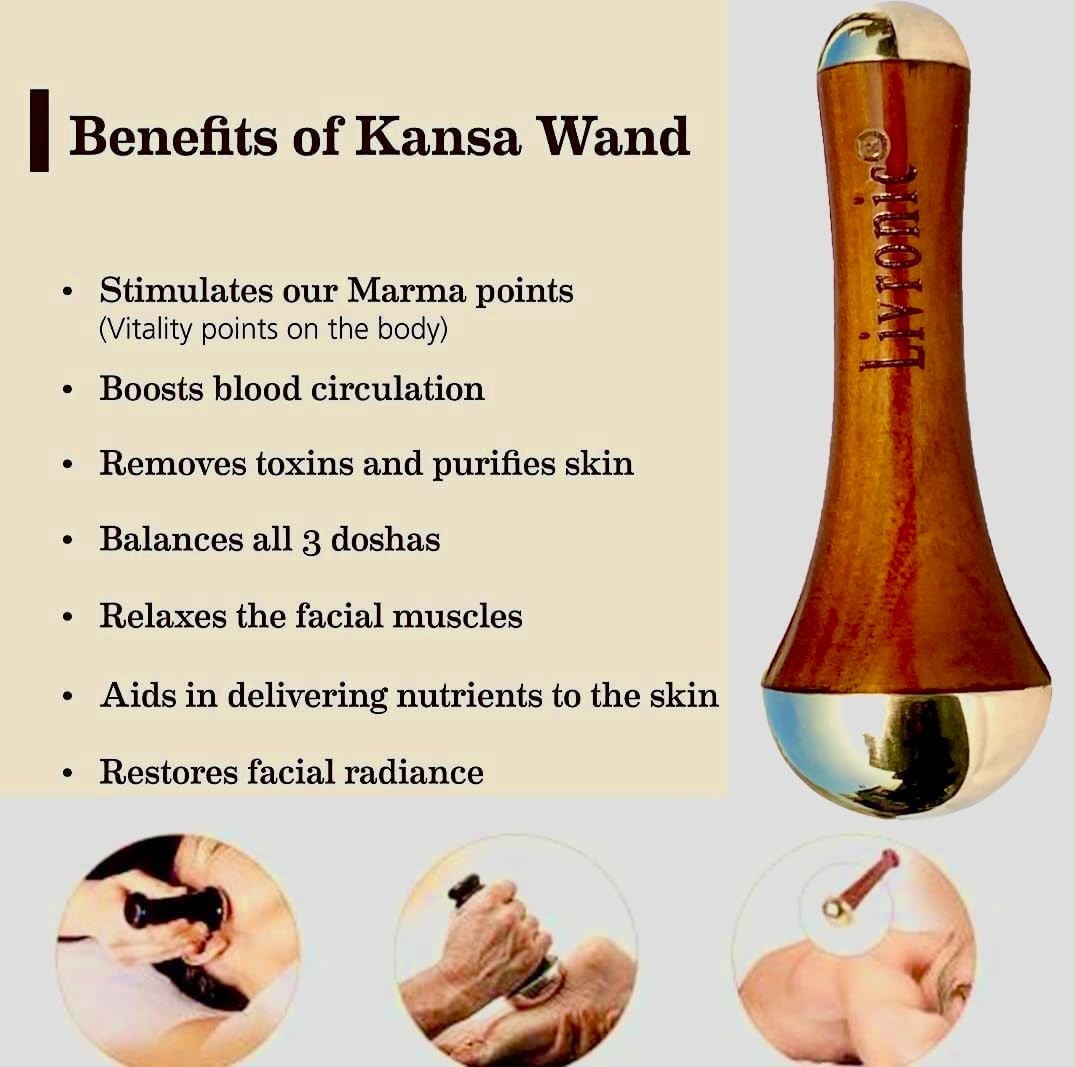 Livronic Ayurvedic Dual Kansa Wand massager | Both Side Bronze Cap Facial,Neck