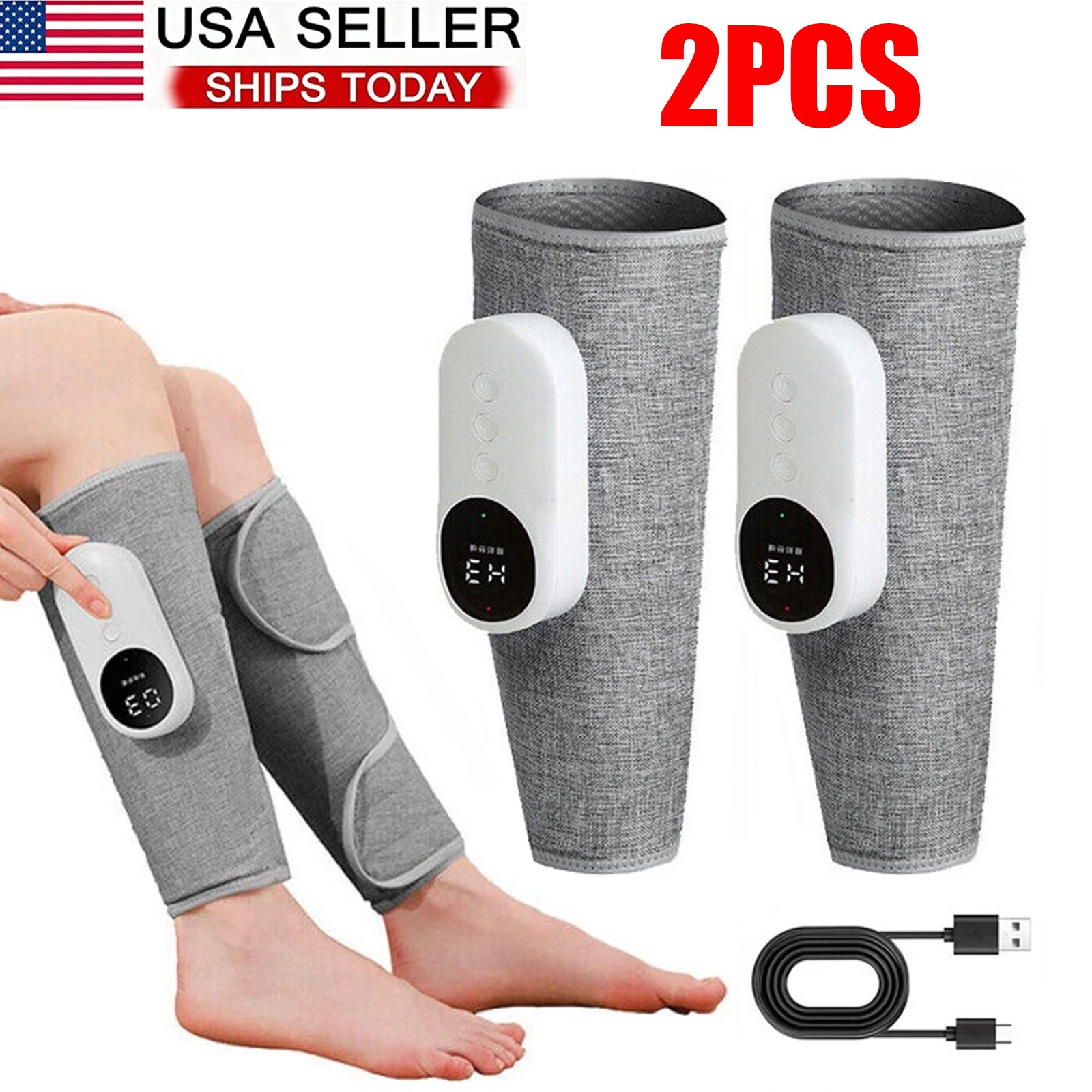 2pcs 3 Model Leg Massager for Circulation, Air Compression Calf Massager w/ Heat