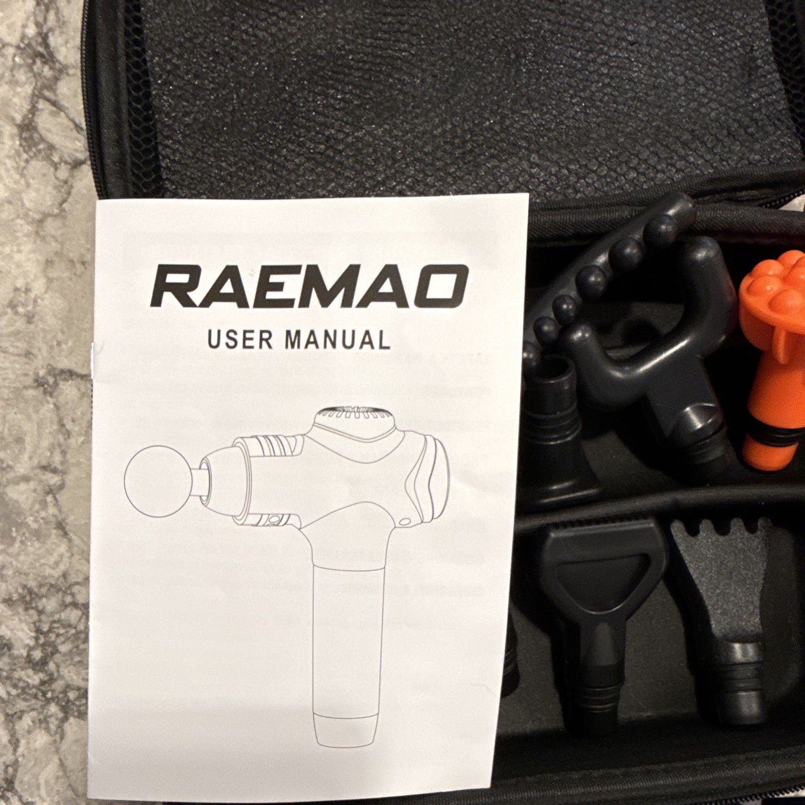 RAEMAO X6 Percussion Massage Gun 8 Heads Handheld Multispeed Case Black